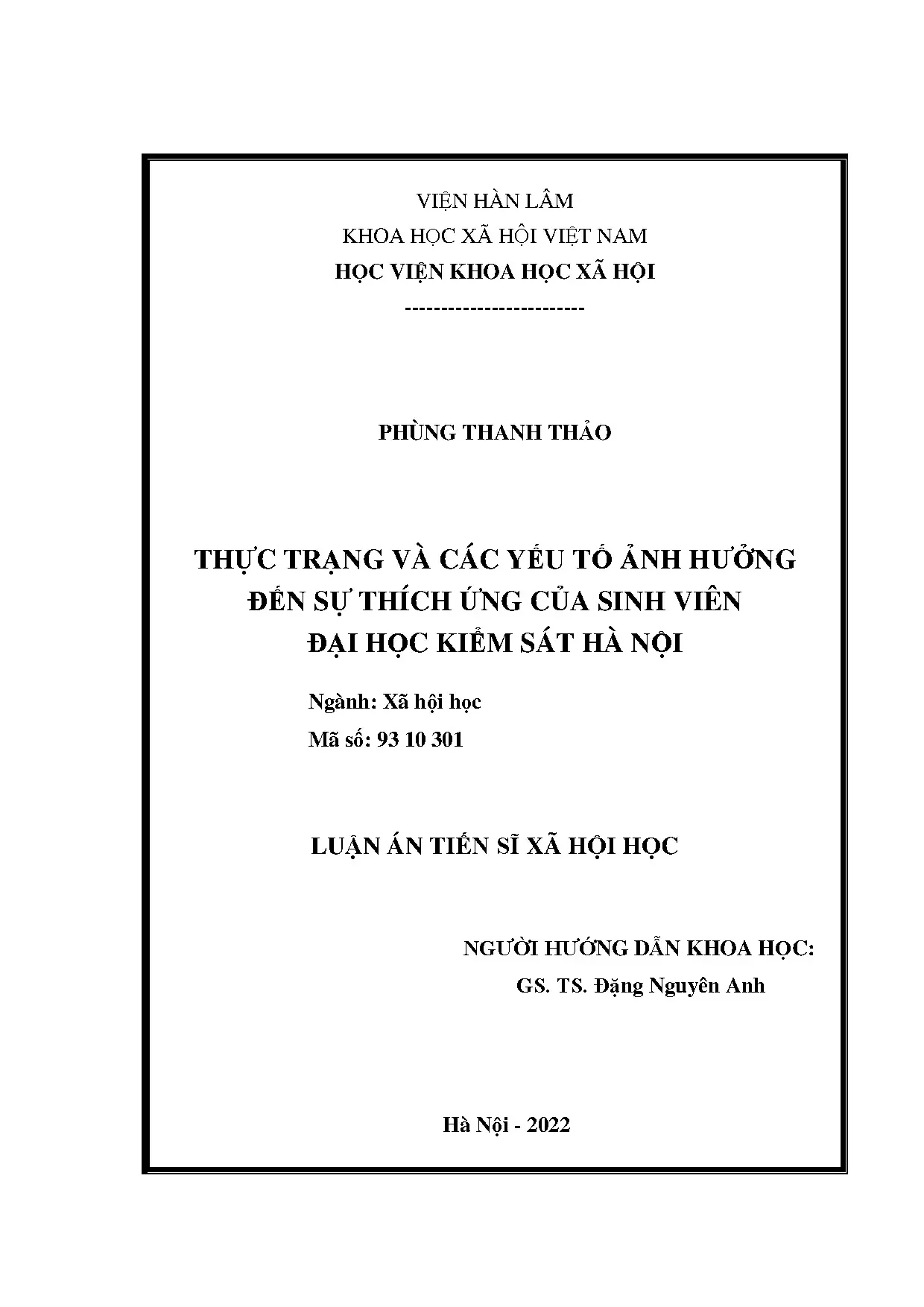 Thực trạng thích ứng sinh viên Đại học Kiểm sát Hà Nội