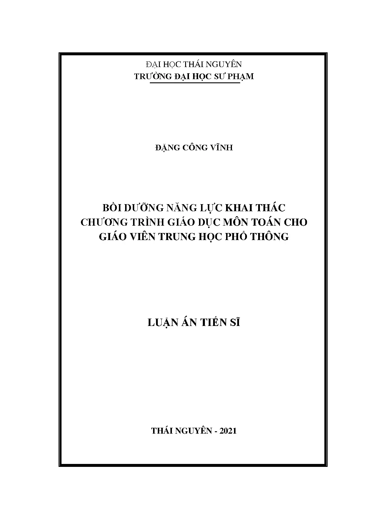 Luận án tiến sĩ bồi dưỡng năng lực khai thác chương trình gi
