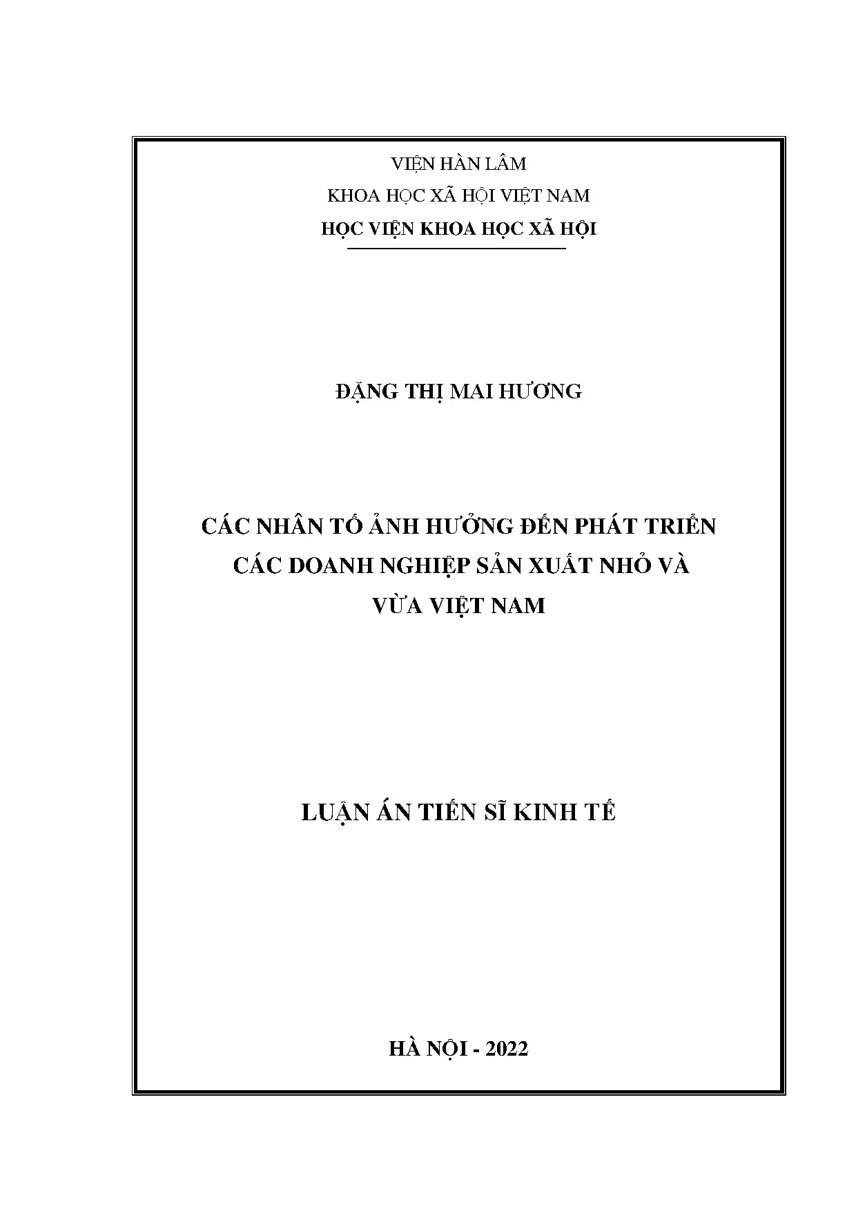 Nhân tố ảnh hưởng phát triển doanh nghiệp sản xuất nhỏ và vừa Việt Nam