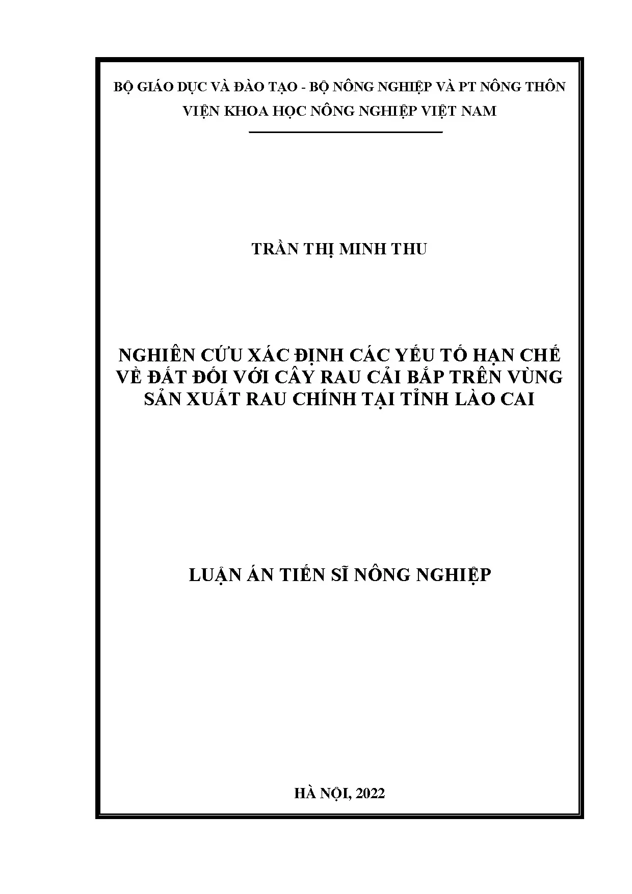 Nghiên cứu xác định các yếu tố hạn chế về đất đối với cây ra