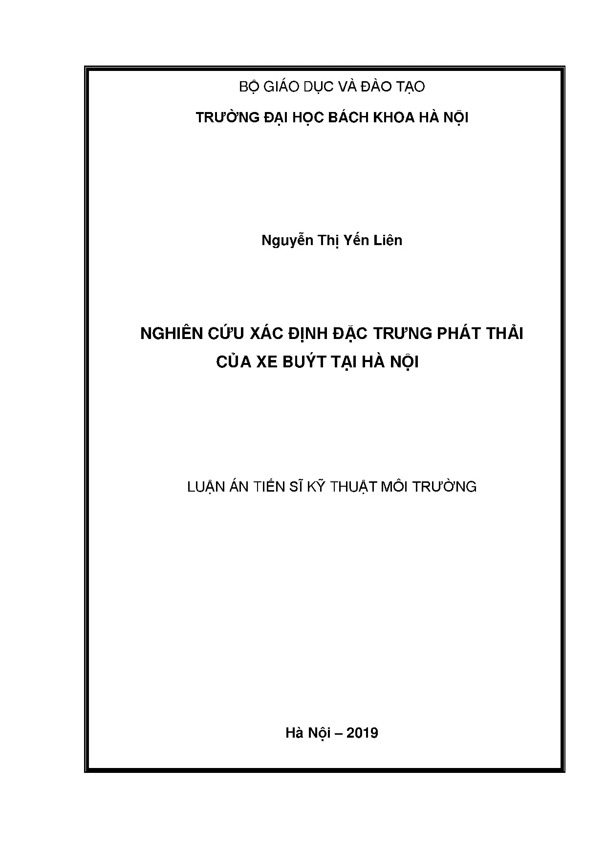 Đặc trưng phát thải xe buýt Hà Nội: Luận án Tiến sĩ