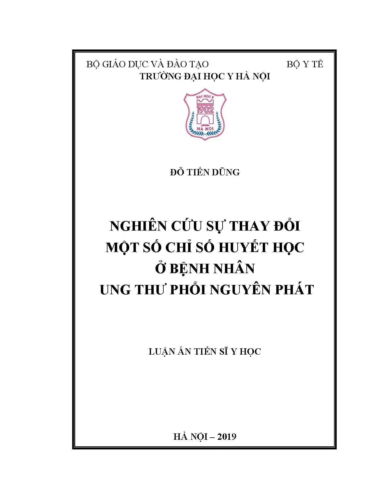 Luận án tiến sĩ nghiên cứu sự thay đổi một số chỉ số huyết h