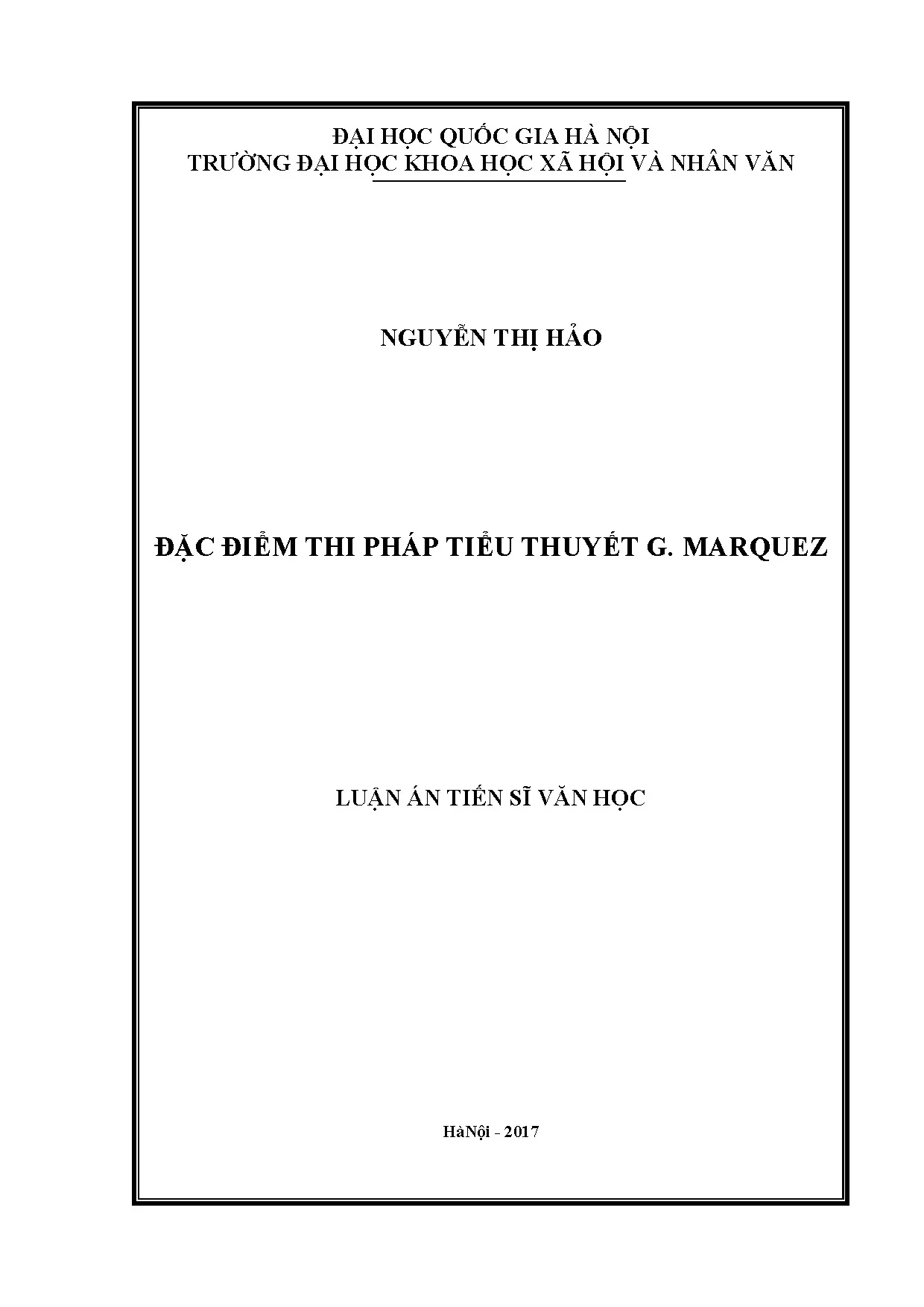 Luận án tiến sĩ đặc điểm thi pháp tiểu thuyết g marquez