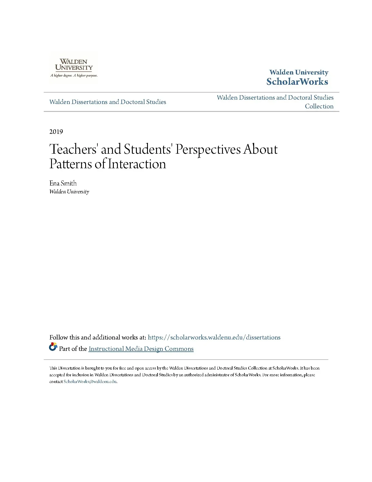Teachers and students perspectives about patterns of interac