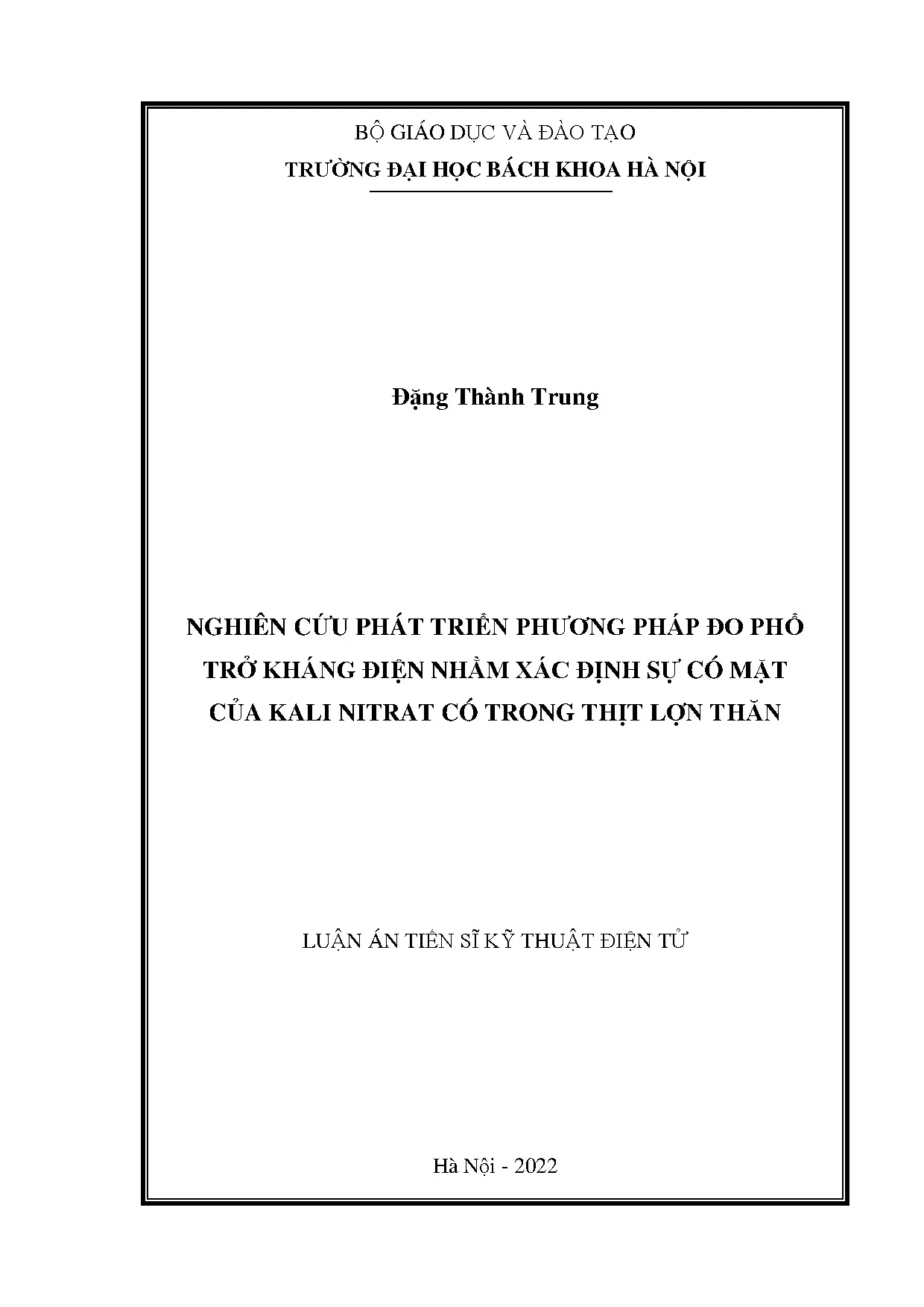 Phương pháp đo phổ trở kháng điện phát hiện kali nitrat trong thịt lợn
