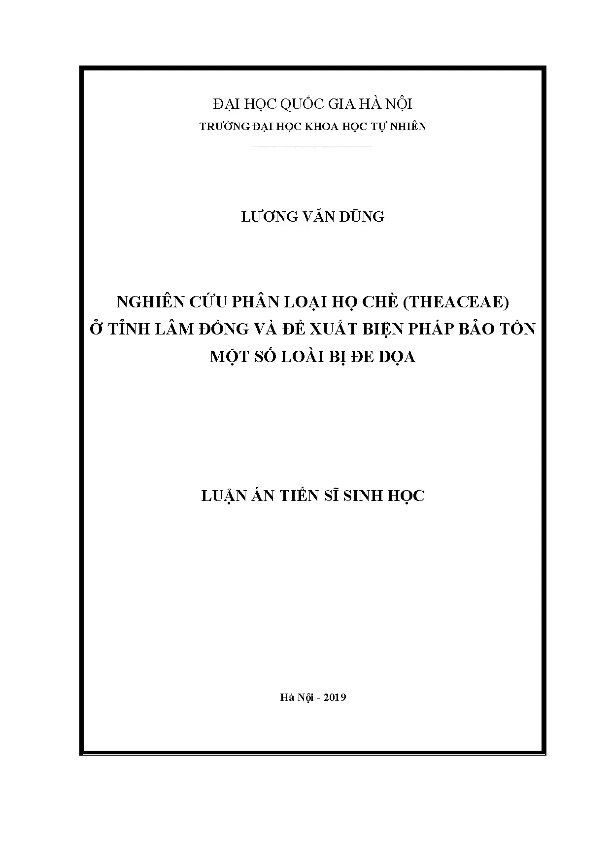 Phân loại và bảo tồn họ Chè Theaceae tỉnh Lâm Đồng