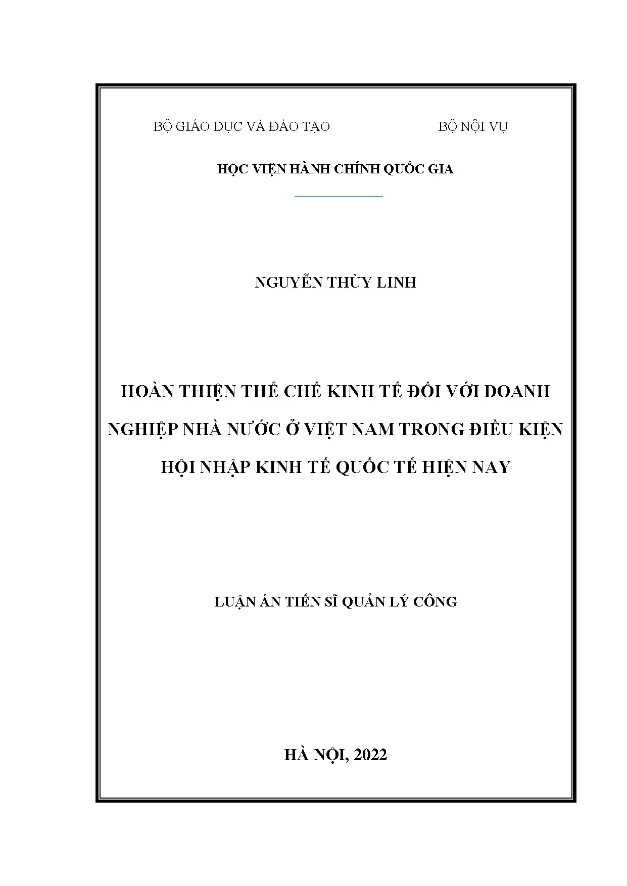 Hoàn thiện thể chế kinh tế cho doanh nghiệp nhà nước trong hội nhập quốc tế