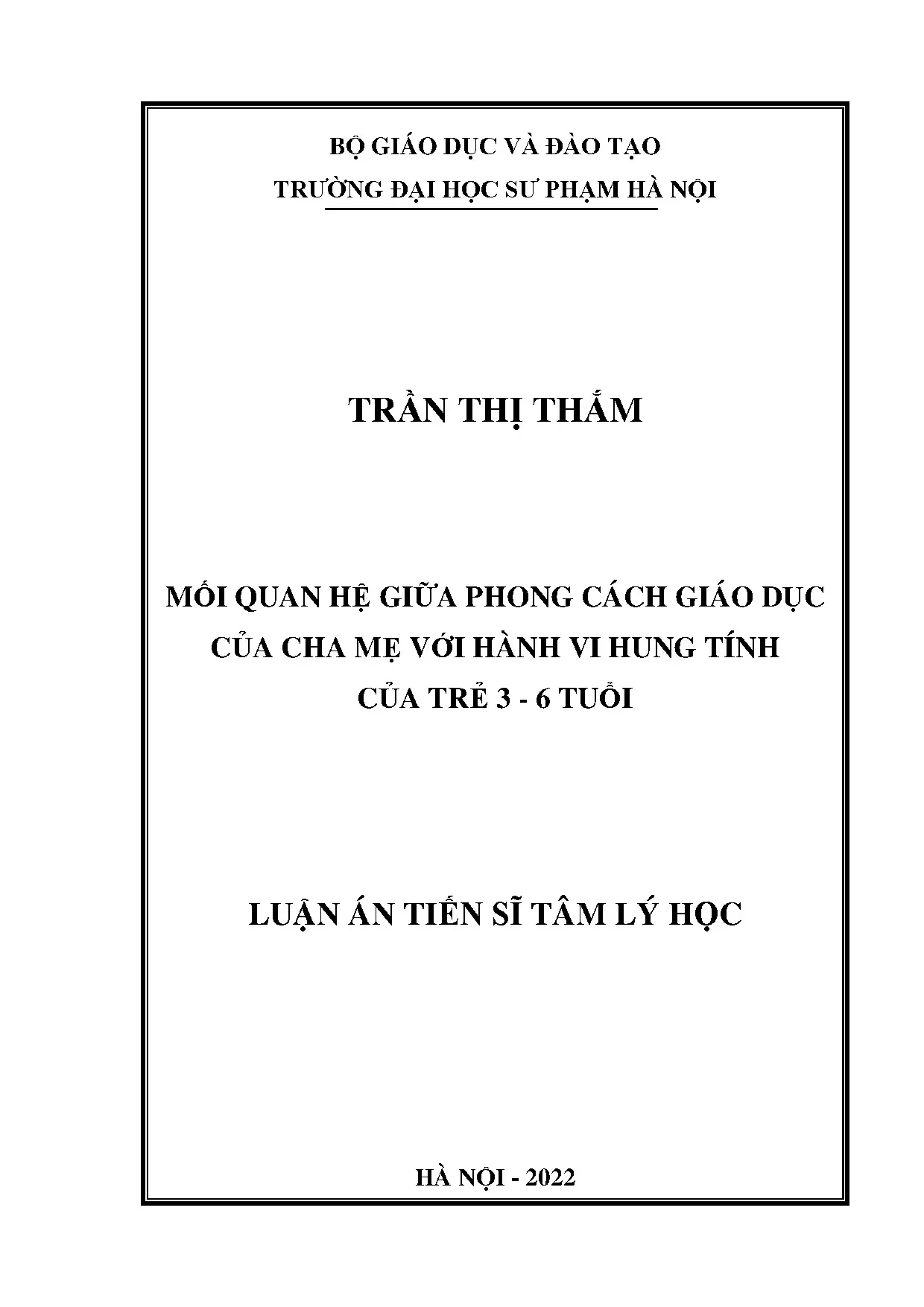 Luận án tiến sĩ mối quan hệ giữa phong cách giáo dục của cha