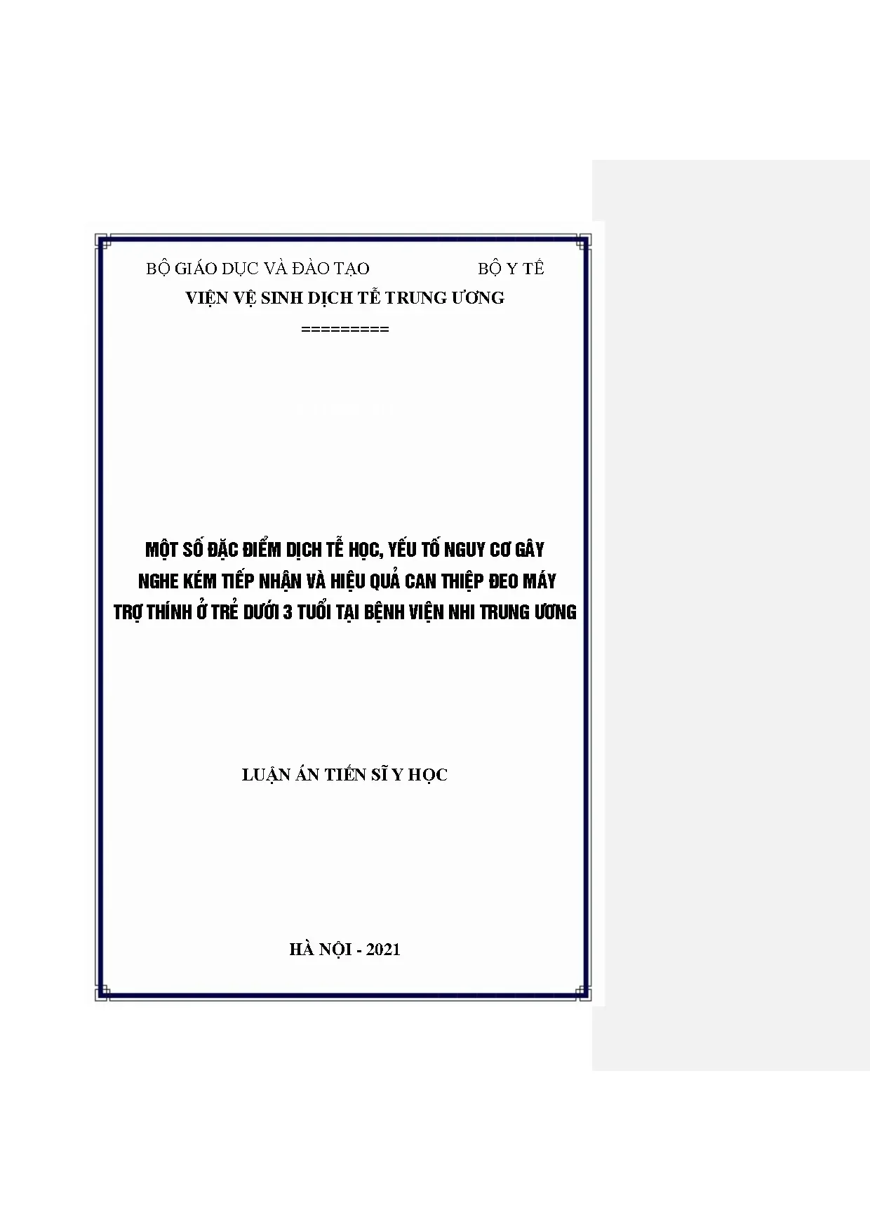 Nghe kém ở trẻ dưới 3 tuổi: Dịch tễ, nguy cơ và can thiệp