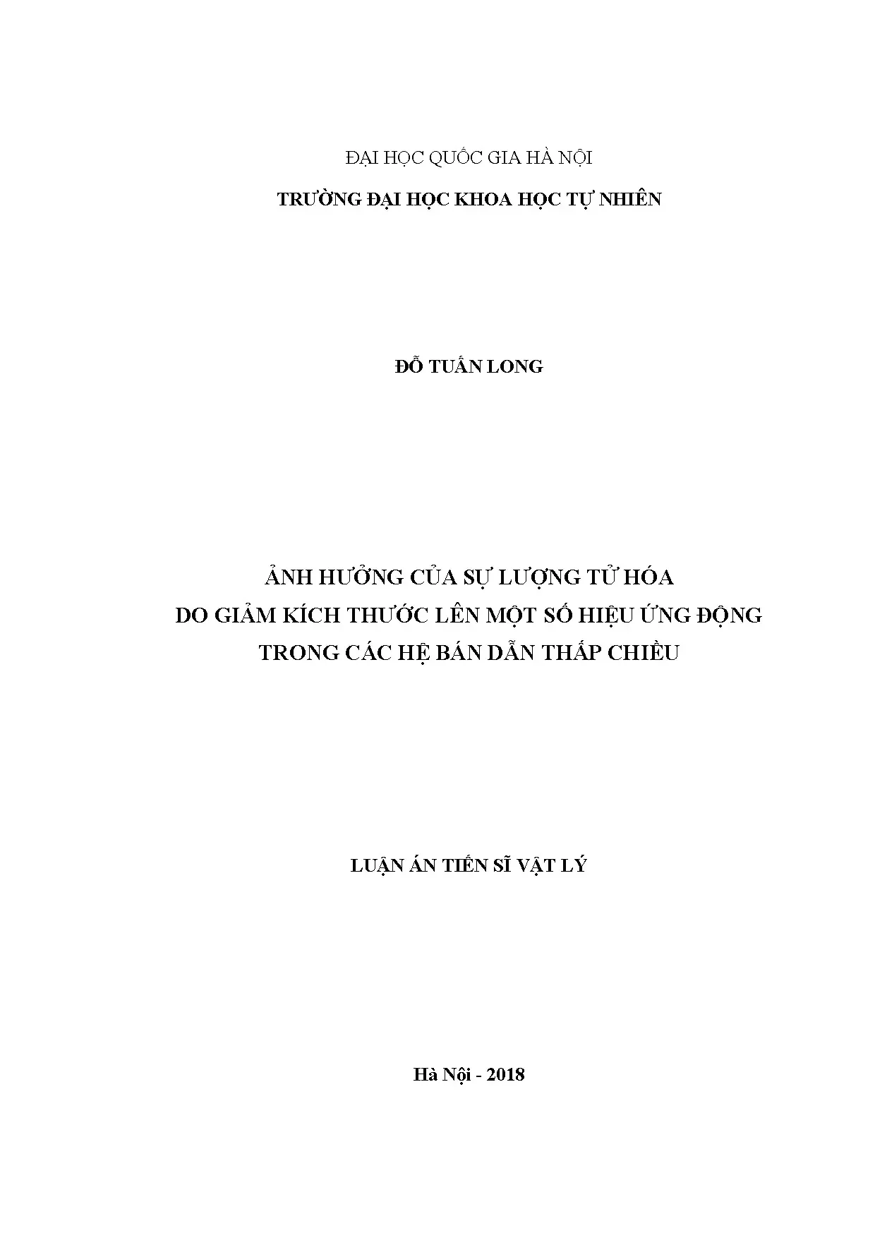 Ảnh hưởng lượng tử hóa do giảm kích thước lên hiệu ứng động trong bán dẫn thấp chiều