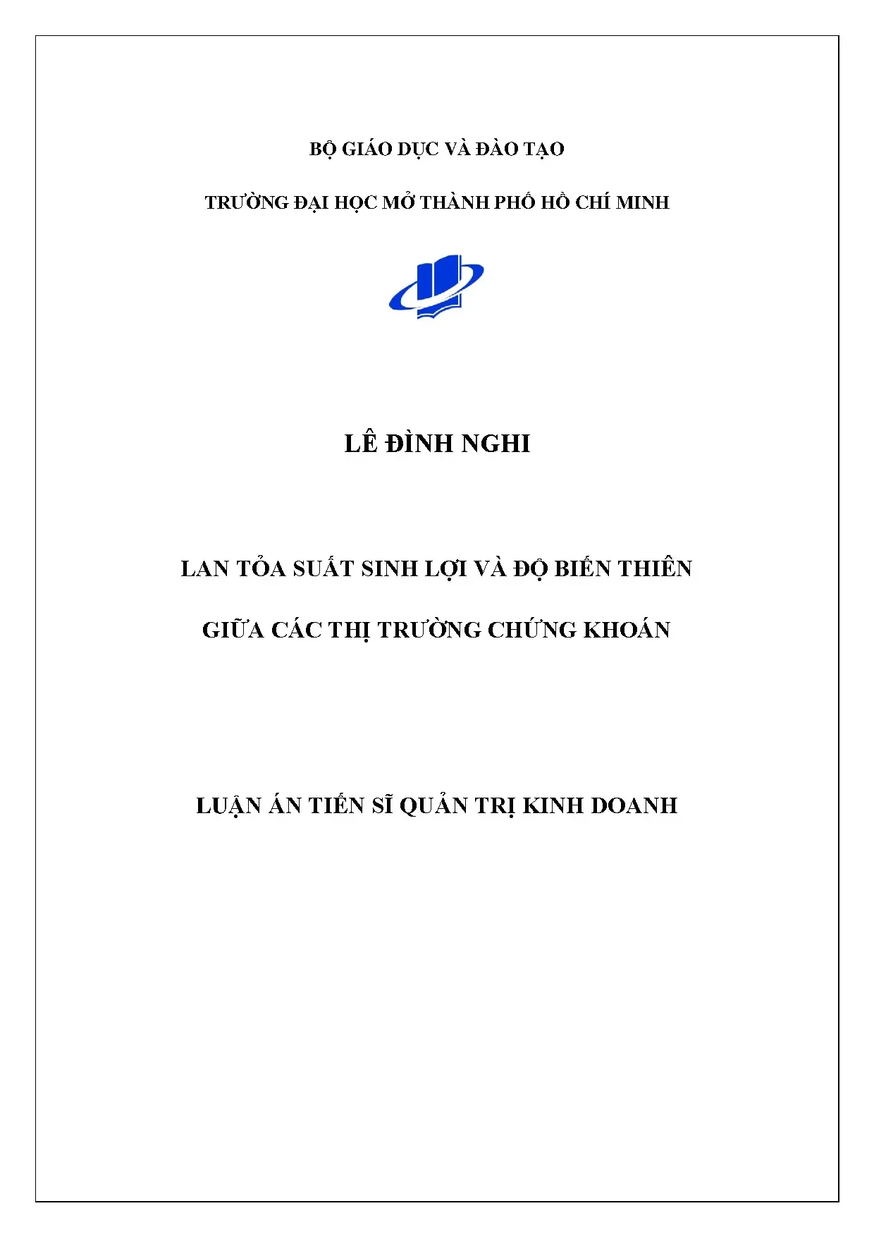 Luận án tiến sĩ lan tỏa suất sinh lợi và độ biến thiên giữa