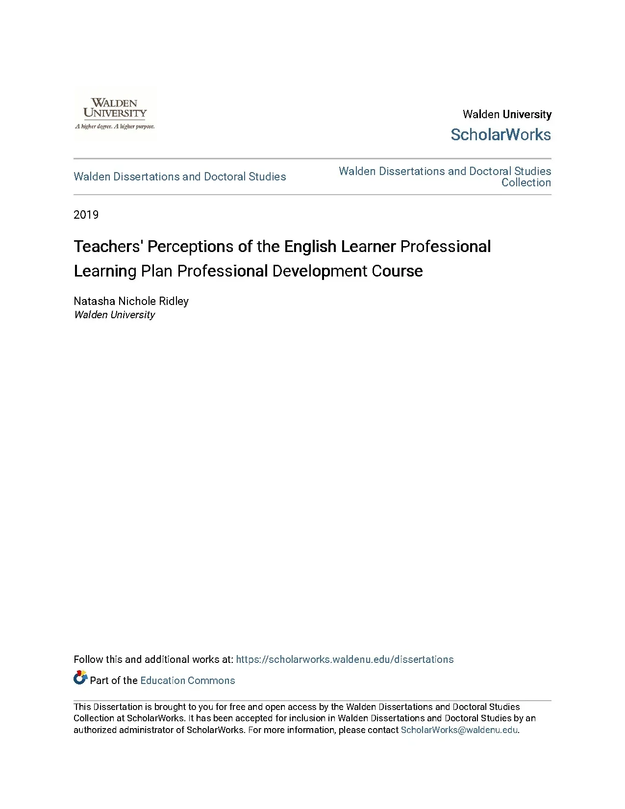 Teachers perceptions of the english learner professional lea