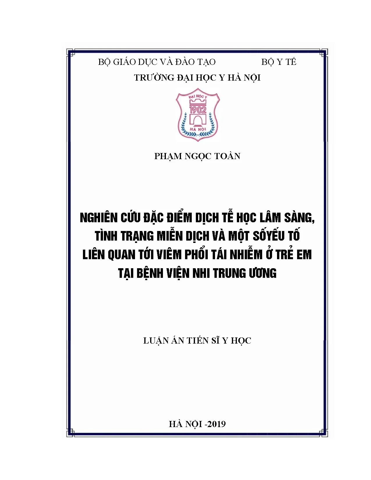 Viêm phổi tái nhiễm ở trẻ em: Dịch tễ, miễn dịch tại BV Nhi TƯ