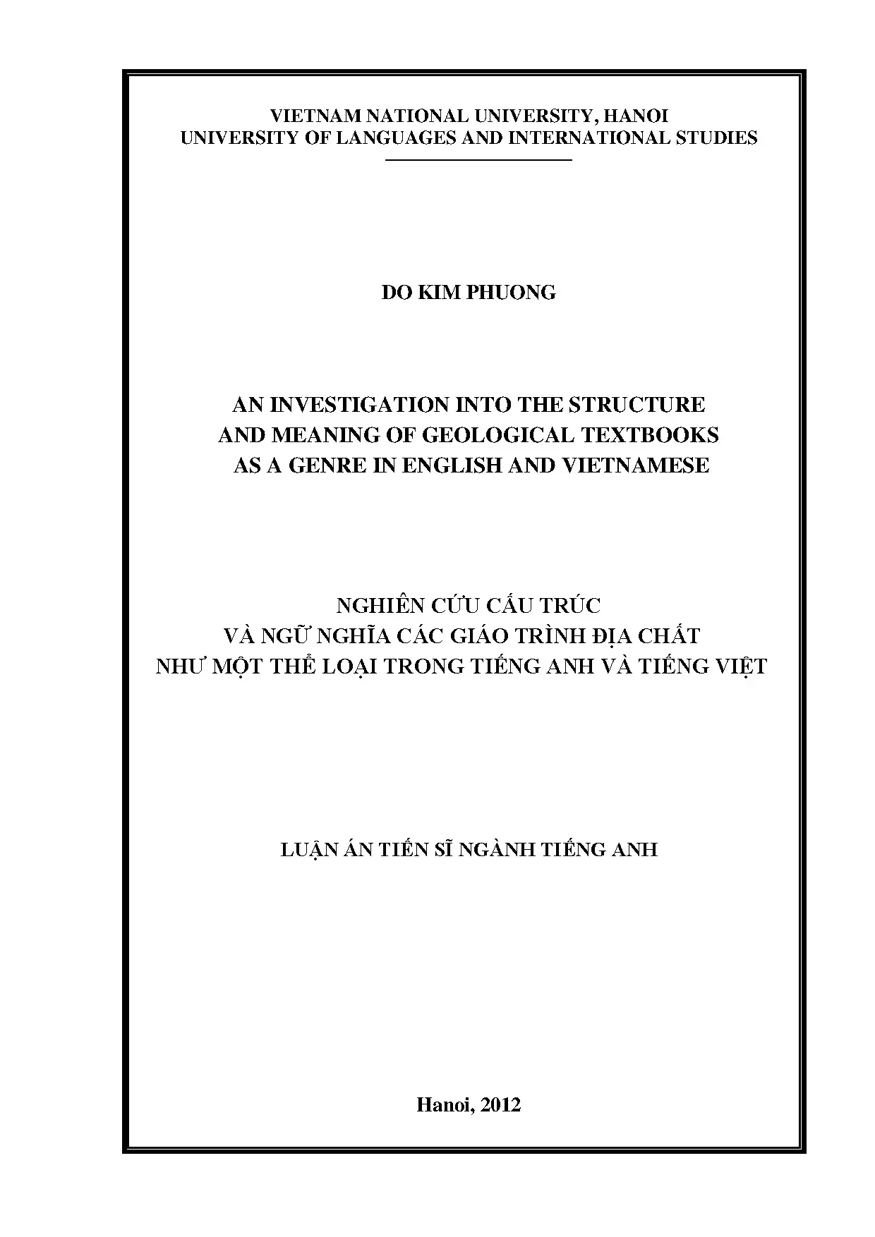 Cấu trúc & Ngữ nghĩa Giáo trình Địa chất Anh-Việt