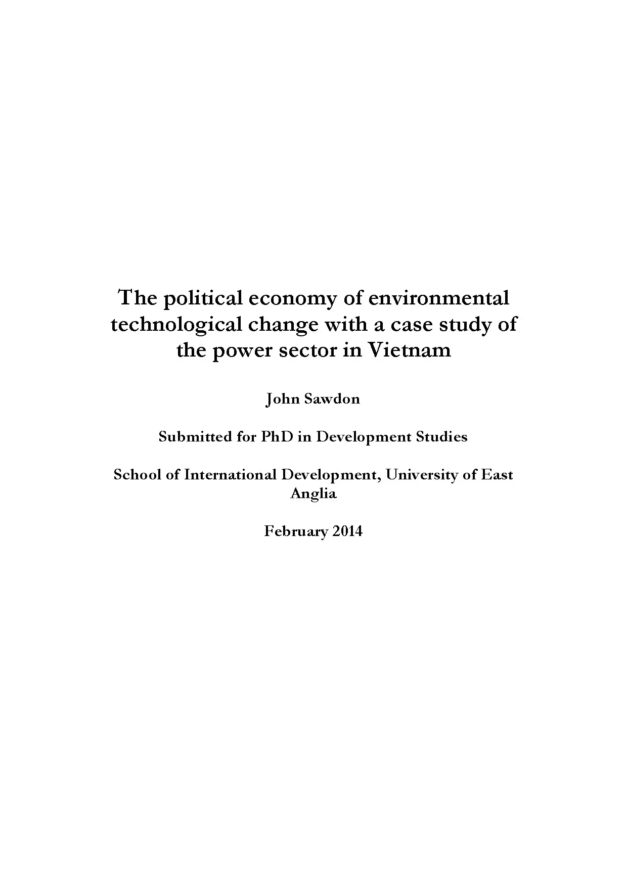 The political economy of environmental technological change