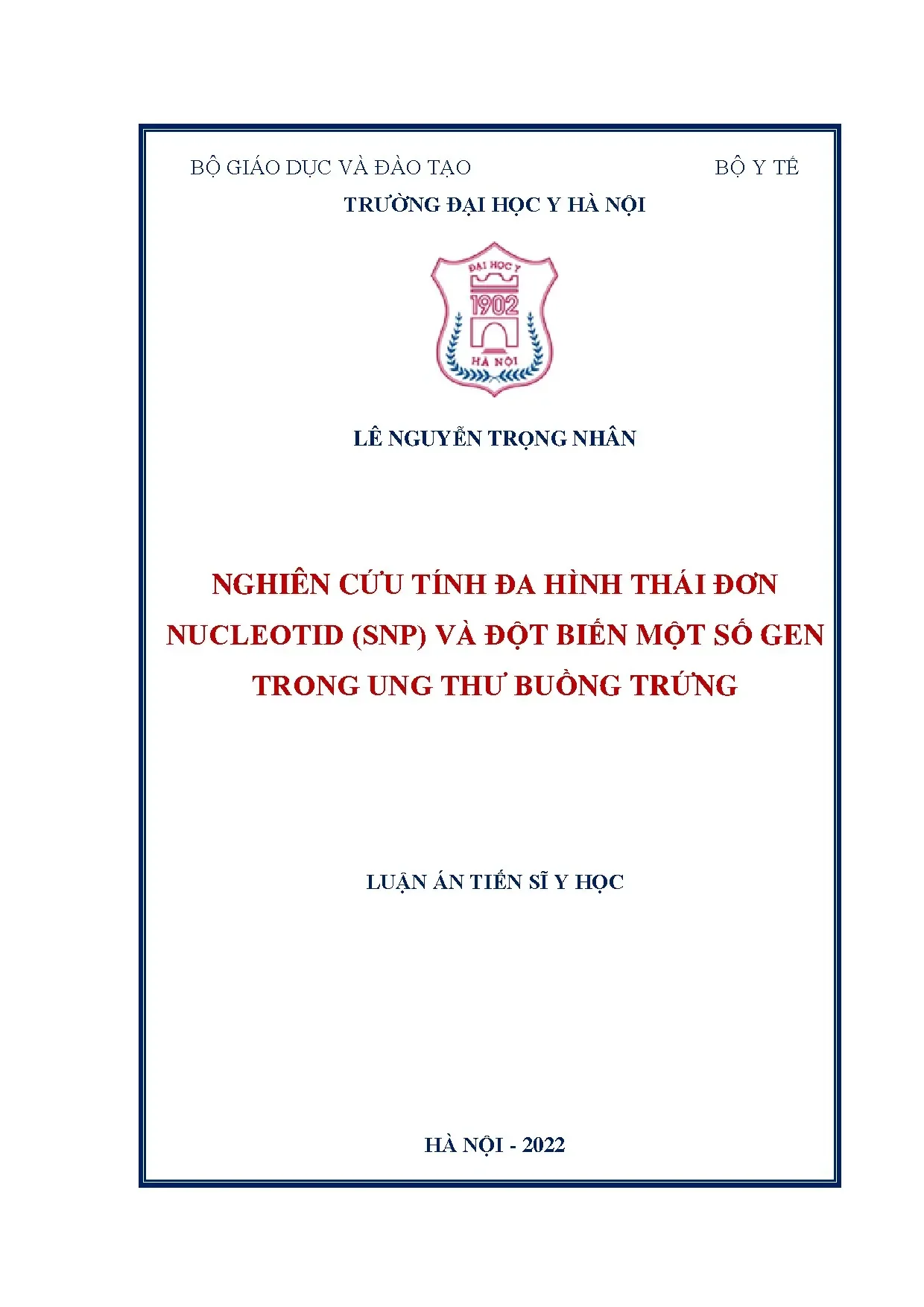 Luận án nghiên cứu đa hình thái SNP và đột biến gen trong ung thư buồng trứng