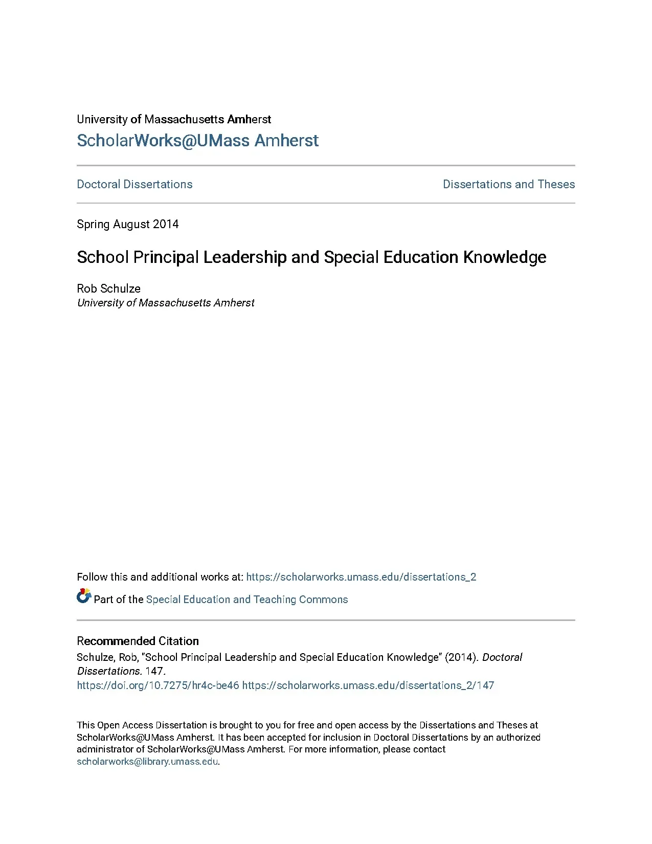 School principal leadership and special education knowledge