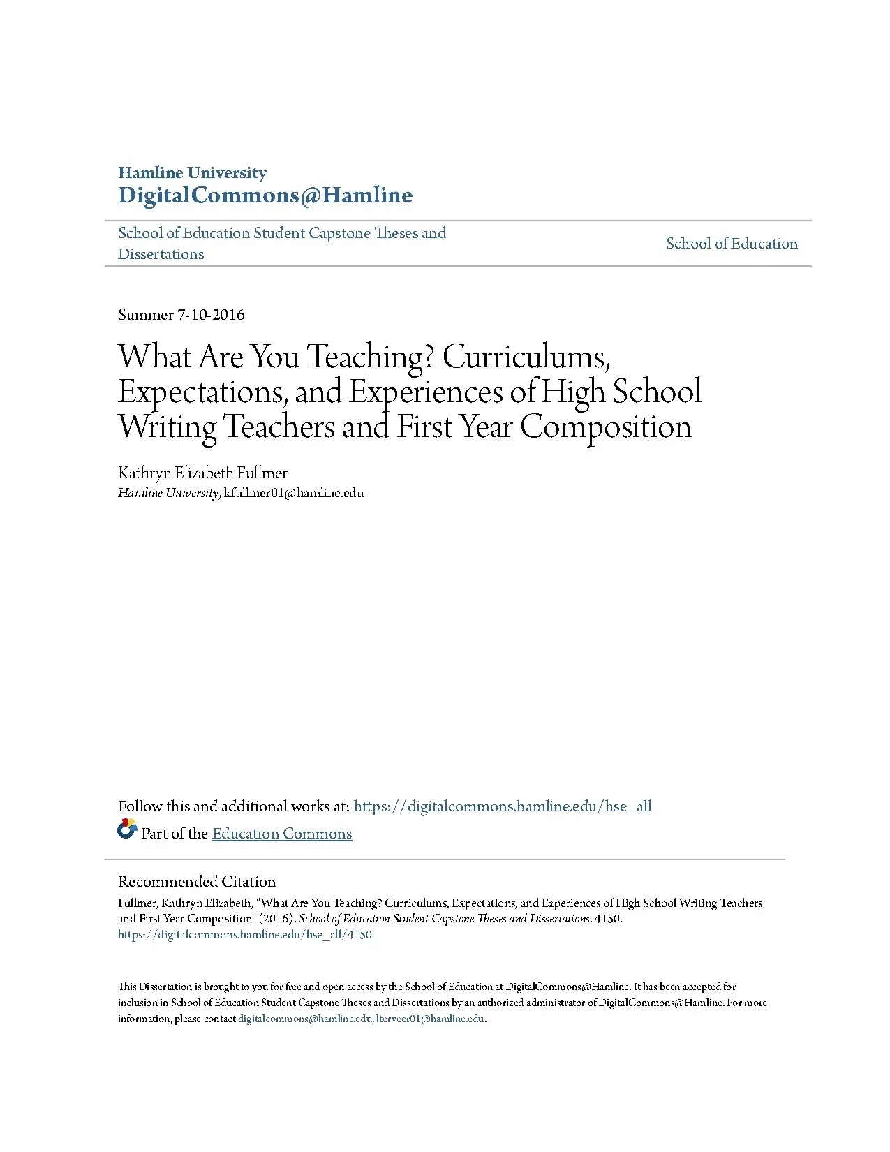 What are you teaching curriculums expectations and experienc