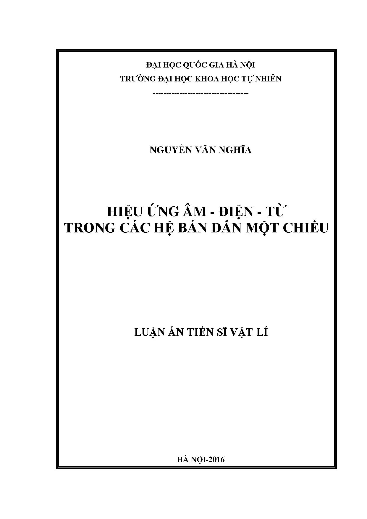 Hiệu ứng âm-điện-từ trong bán dẫn 1D: Luận án tiến sĩ Vật lí