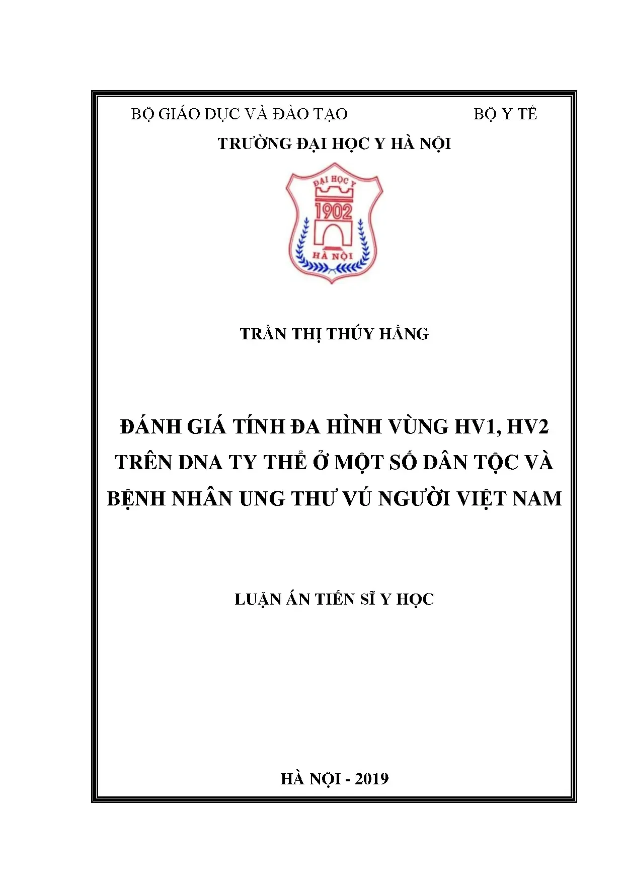 Luận án tiến sĩ đánh giá tính đa hình vùng hv1 hv2 trên dna