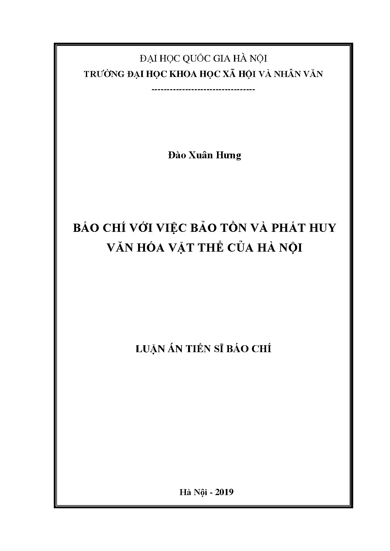 Luận án tiến sĩ báo chí với việc bảo tồn và phát huy văn hóa