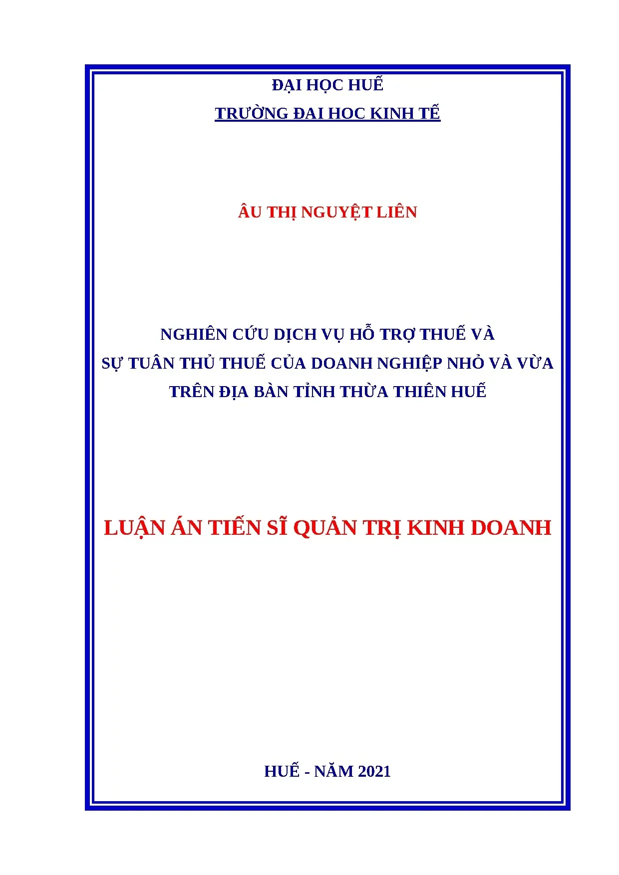 Dịch vụ thuế & tuân thủ thuế DNNVV Huế: Nghiên cứu 2021