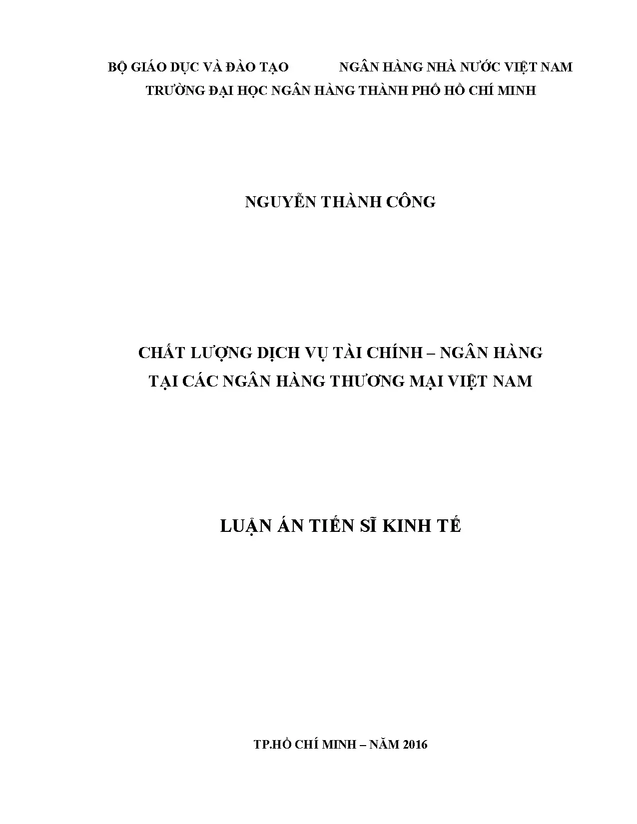 Chất lượng dịch vụ tài chính ngân hàng tại Việt Nam