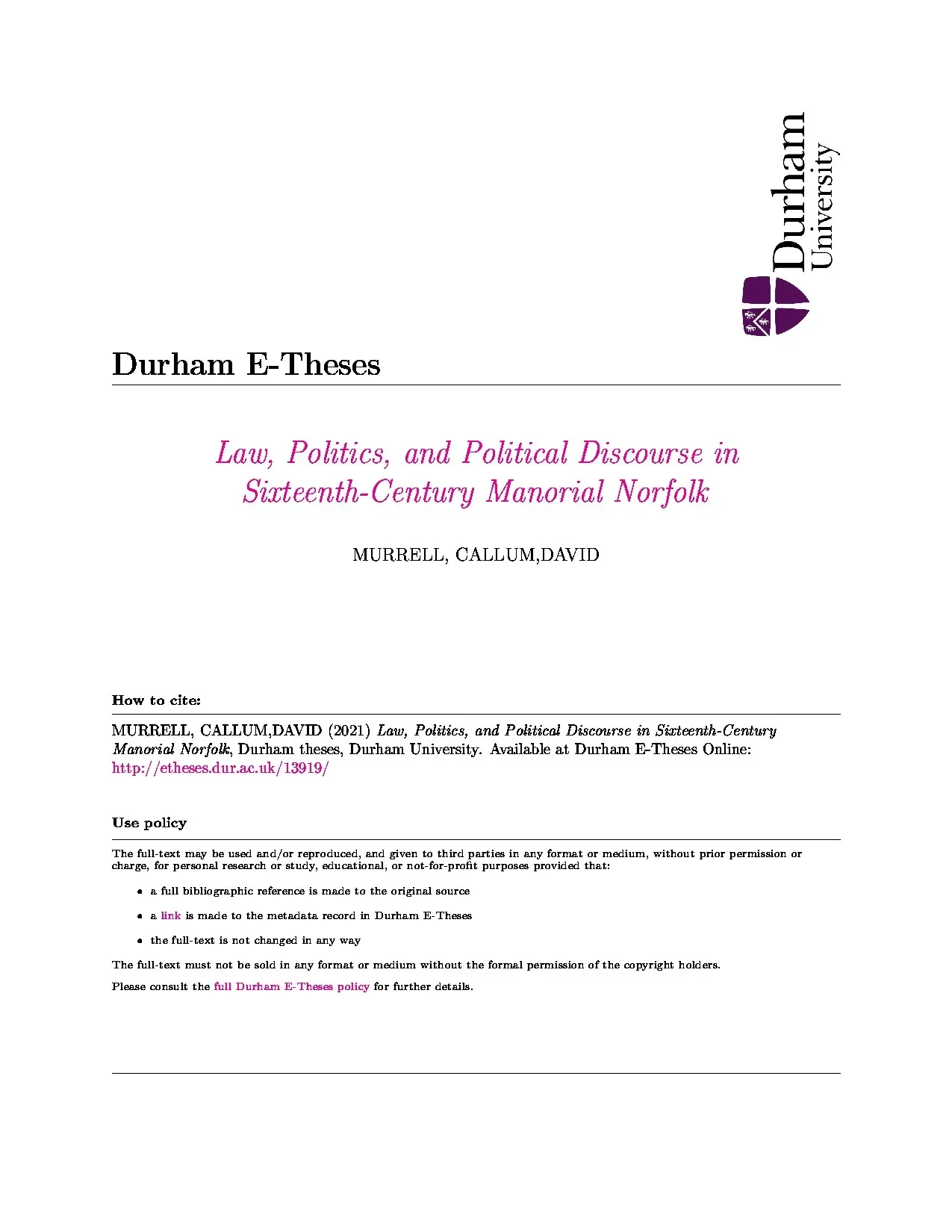 Murrell law politics and political discourse in sixteenth ce
