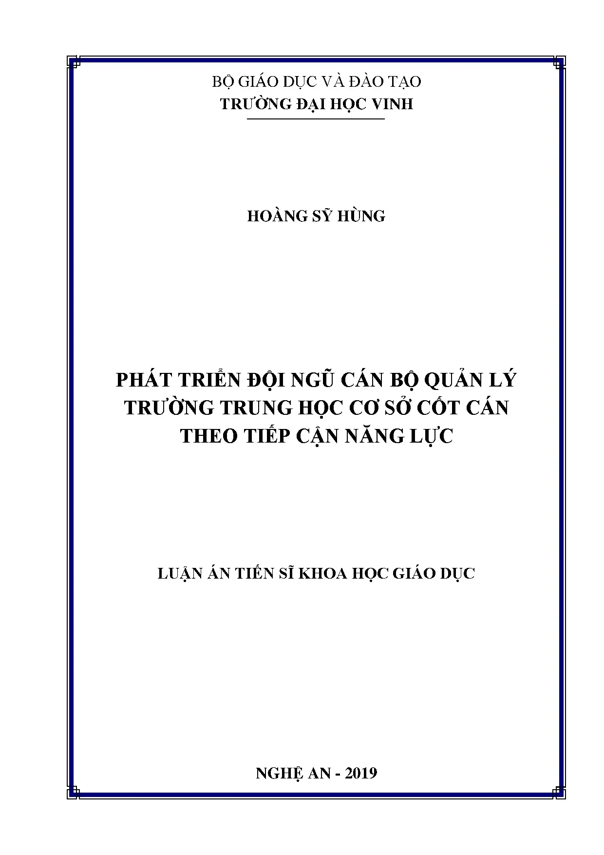 Phát triển cán bộ quản lý THCS cốt cán theo tiếp cận năng lực