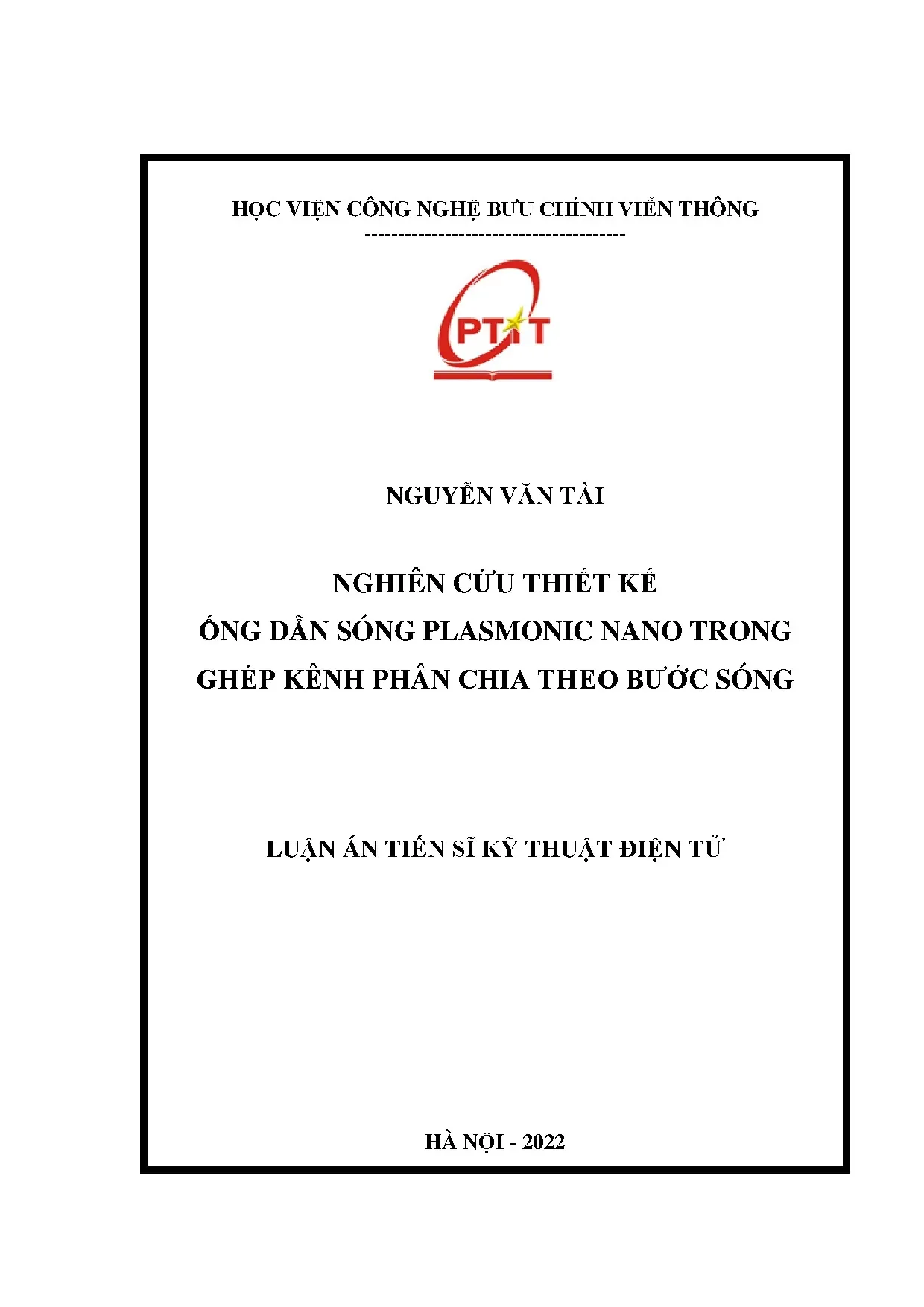 Nghiên cứu thiết kế ống dẫn sóng plasmonic nano cho ghép kênh WDM
