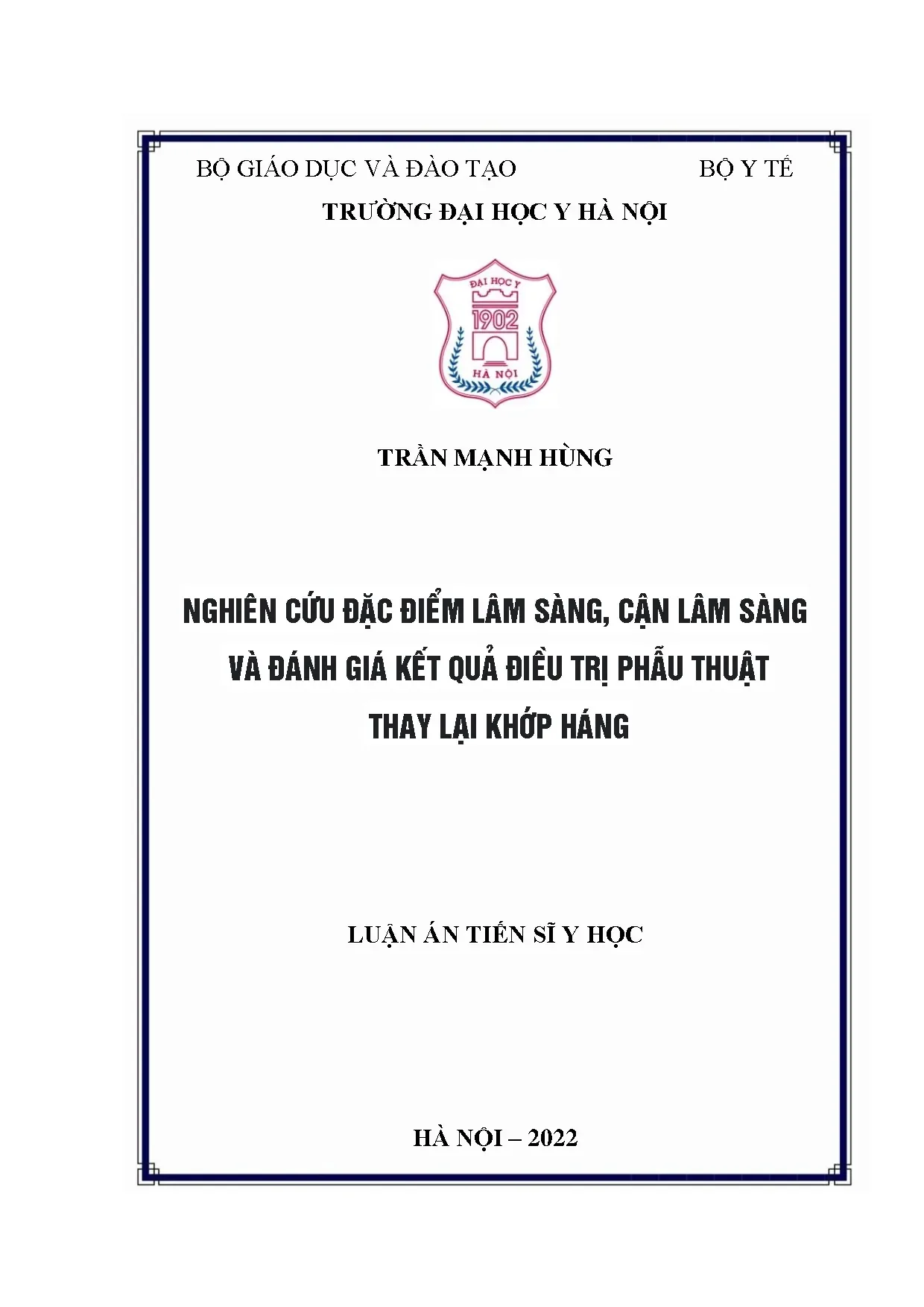 Nghiên cứu đặc điểm lâm sàng cận lâm sàng thay khớp háng