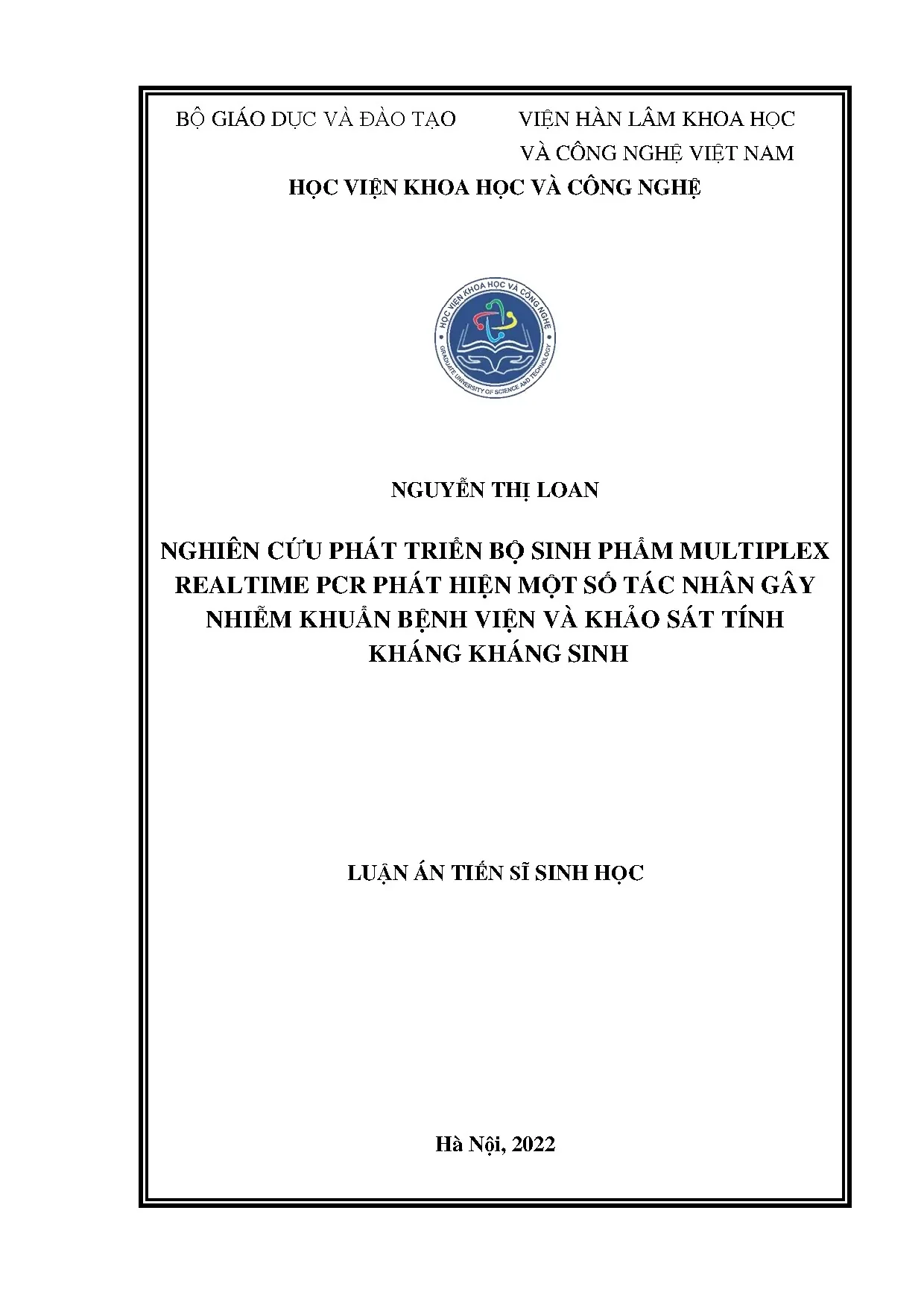 Phát triển bộ sinh phẩm multiplex realtime PCR phát hiện nhiễm khuẩn bệnh viện