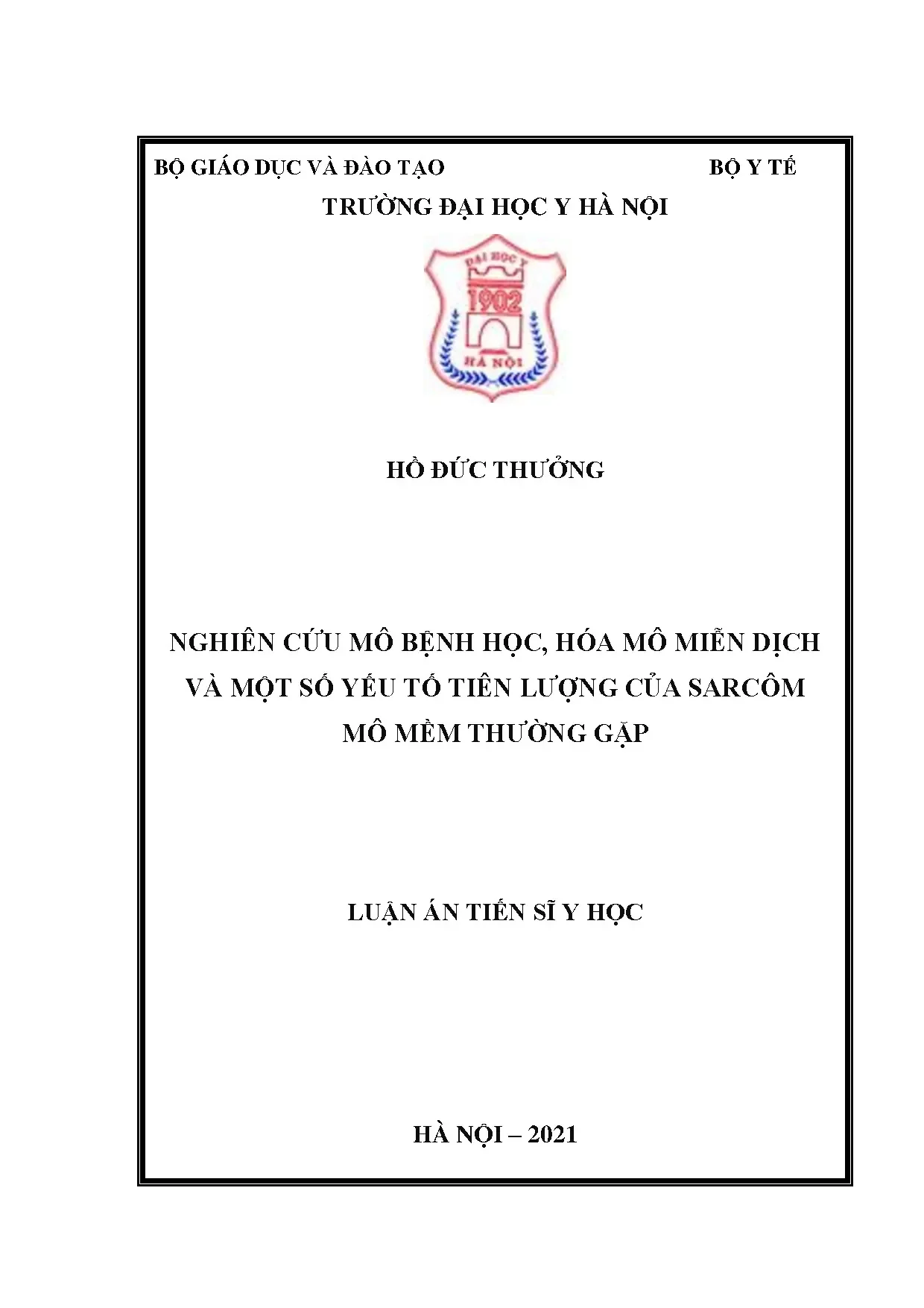Luận án tiến sĩ: Mô bệnh học hóa mô miễn dịch sarcôm mô mềm