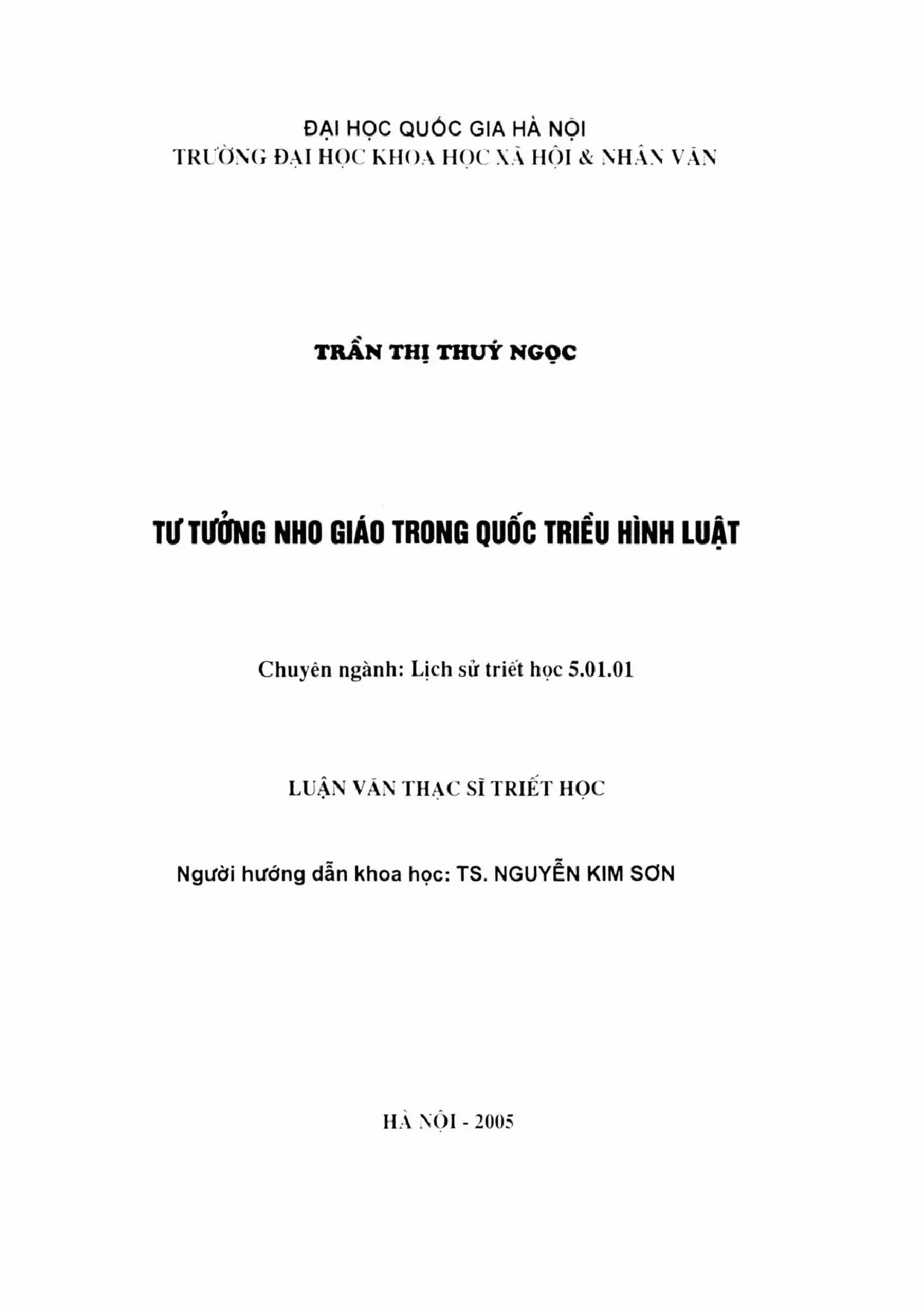 Tư tưởng Nho giáo trong Quốc triều hình luật