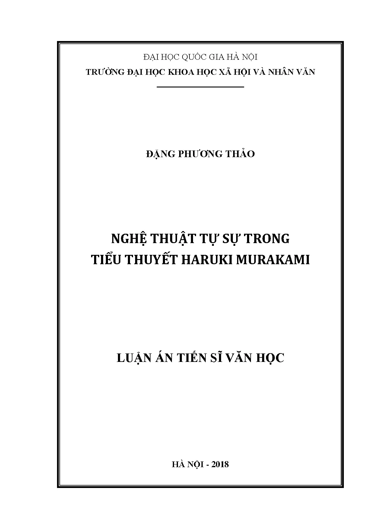 Luận án tiến sĩ nghệ thuật tự sự trong tiểu thuyết haruki mu