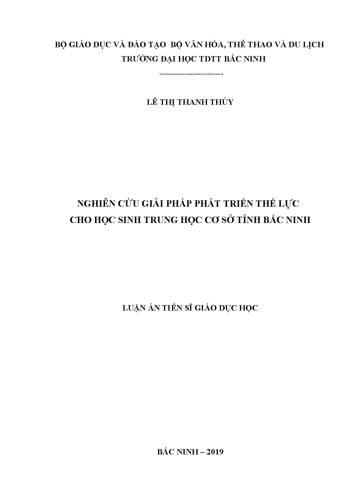 Phát triển thể lực học sinh THCS Bắc Ninh: Giải pháp luận án