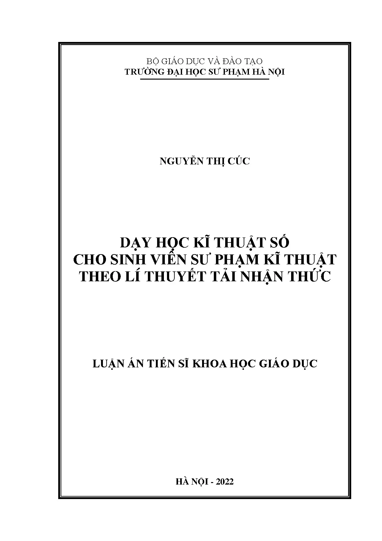 Dạy học kỹ thuật số theo lý thuyết tải nhận thức cho sinh viên SPKT