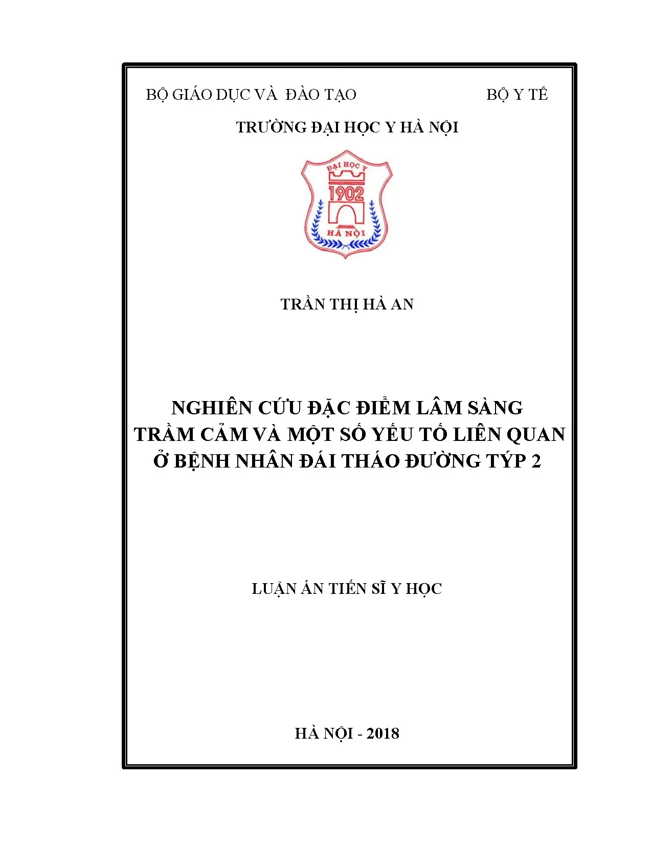 Luận án tiến sĩ nghiên cứu đặc điểm lâm sàng trầm cảm và một