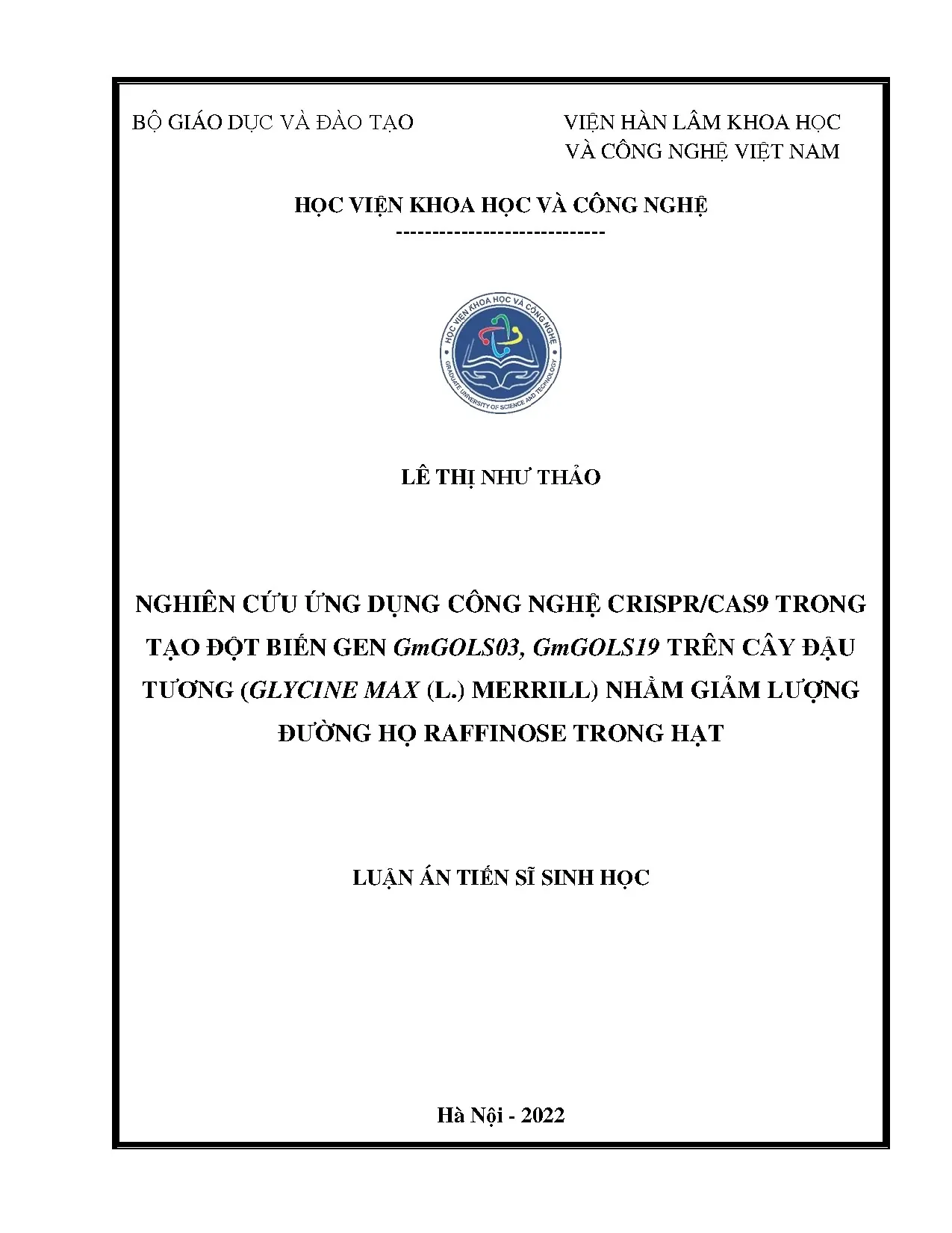 Ứng dụng CRISPR/Cas9 giảm đường raffinose trong hạt đậu tương