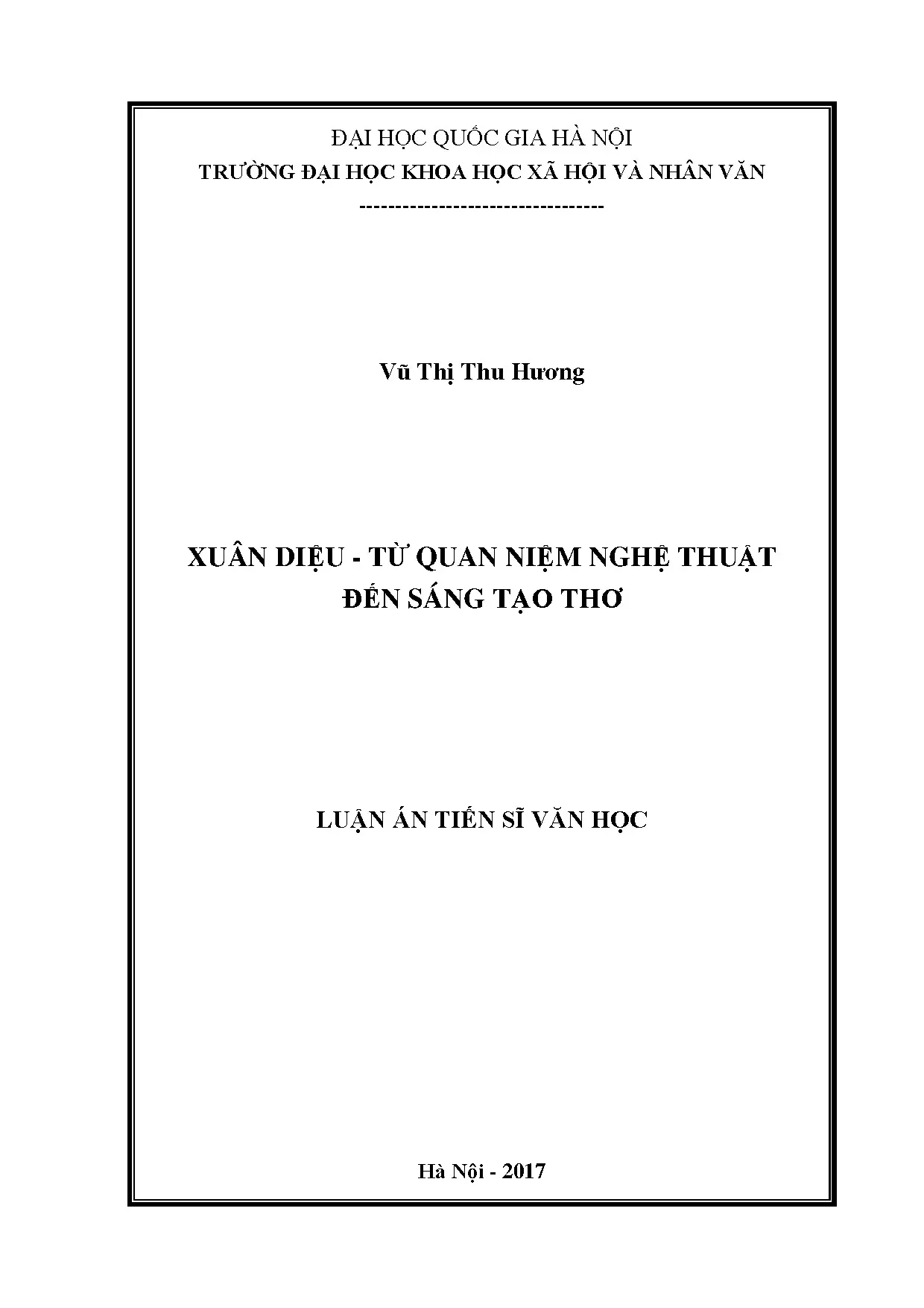 Luận án tiến sĩ xuân diệu từ quan niệm nghệ thuật đến sáng t