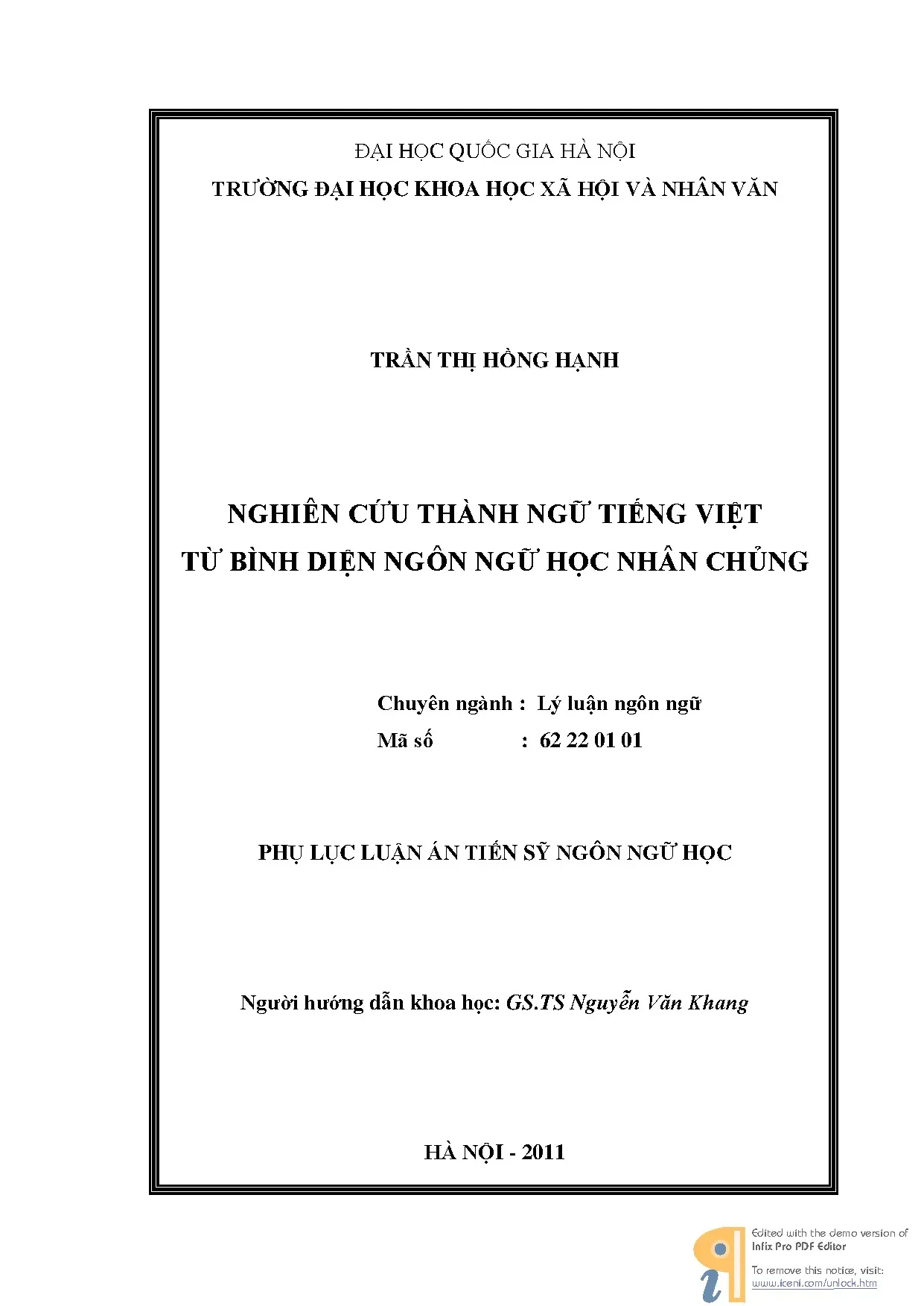 Nghiên cứu thành ngữ tiếng Việt từ ngôn ngữ học nhân chủng