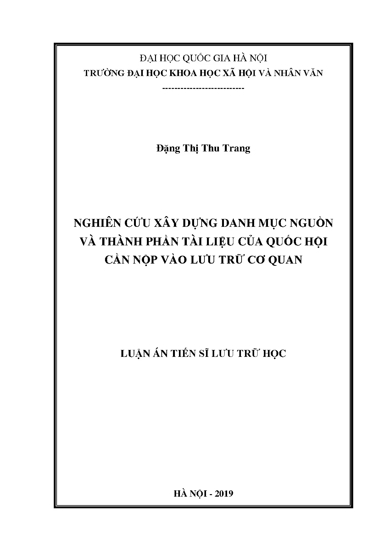 Luận án tiến sĩ nghiên cứu xây dựng danh mục nguồn và thành