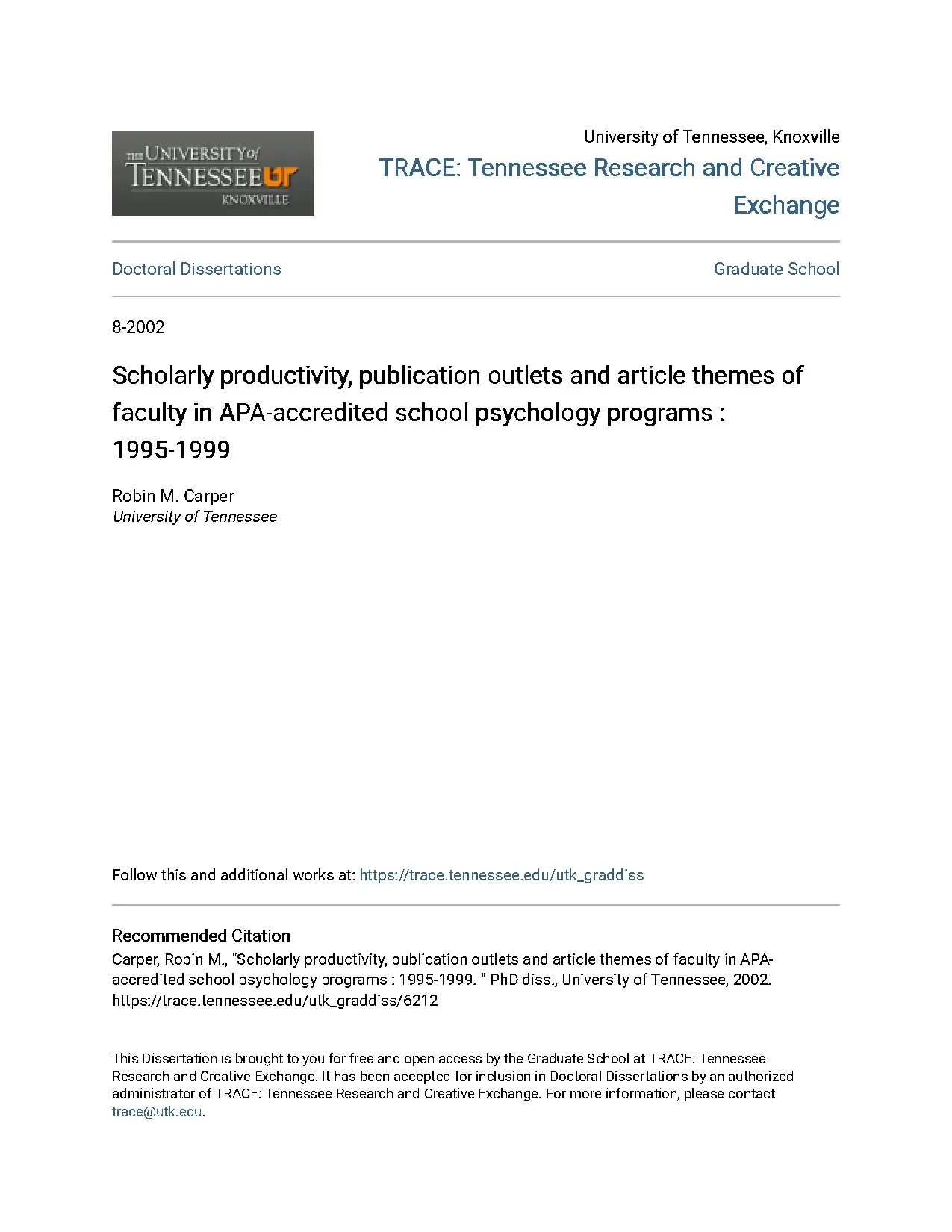 Scholarly productivity publication outlets and article theme