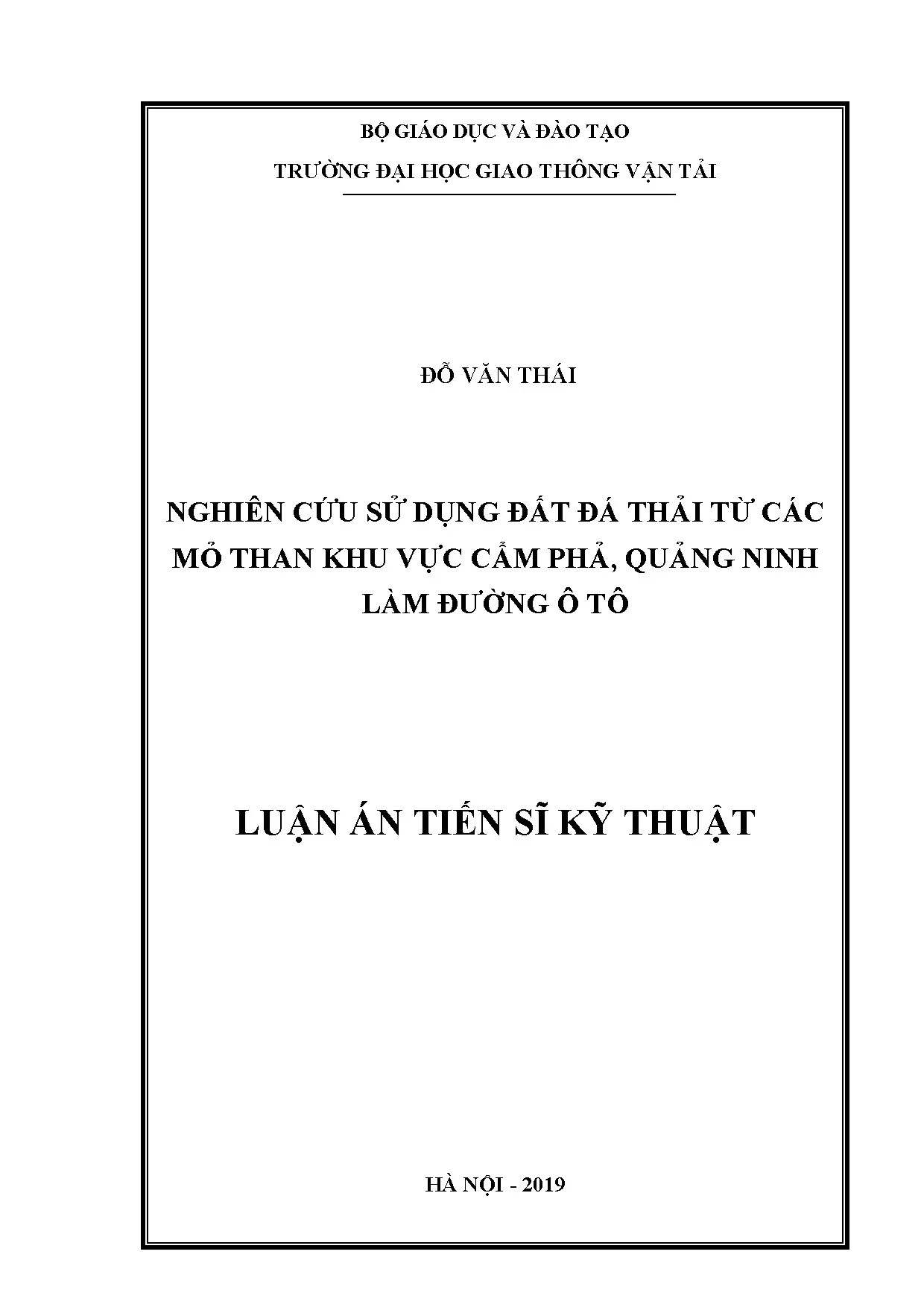 Luận án tiến sĩ nghiên cứu sử dụng đất đá thải từ các mỏ tha