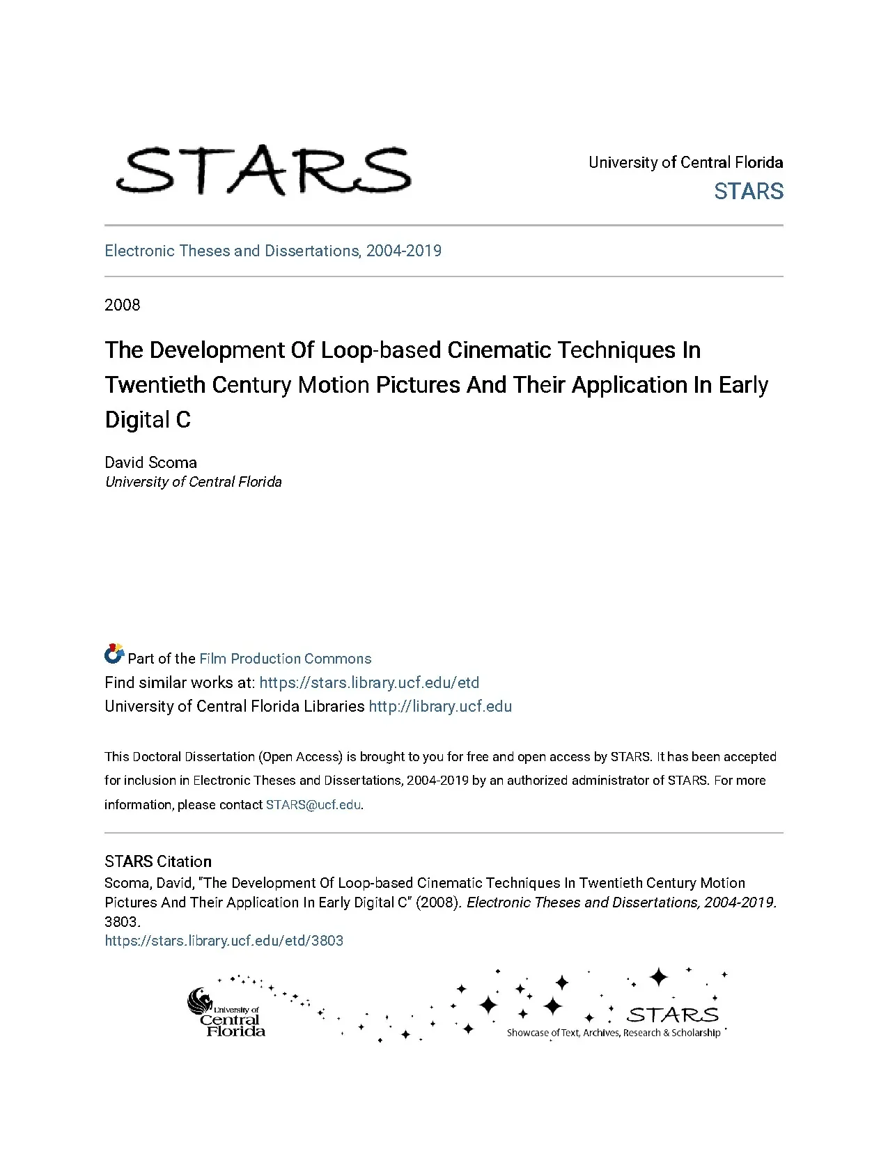 The development of loop based cinematic techniques in twenti