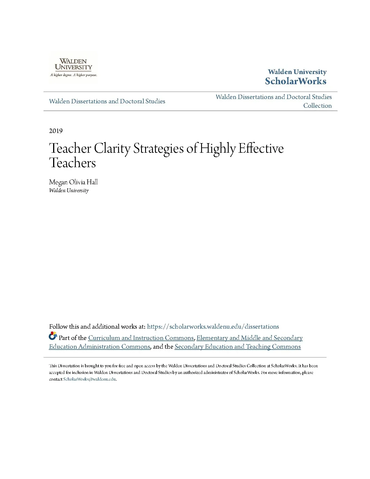 Teacher clarity strategies of highly effective teachers