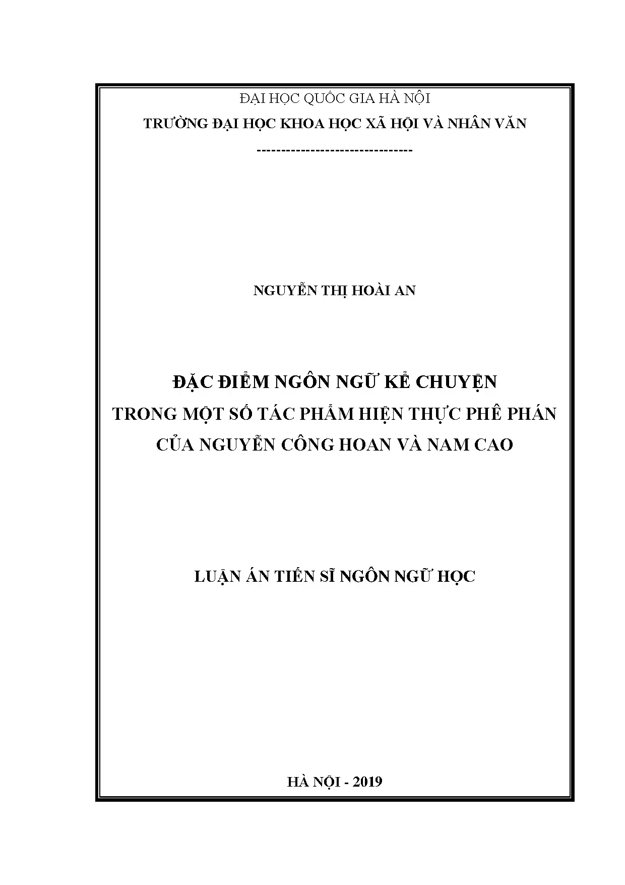 Luận án tiến sĩ đặc điểm ngôn ngữ kể chuyện trong một số tác