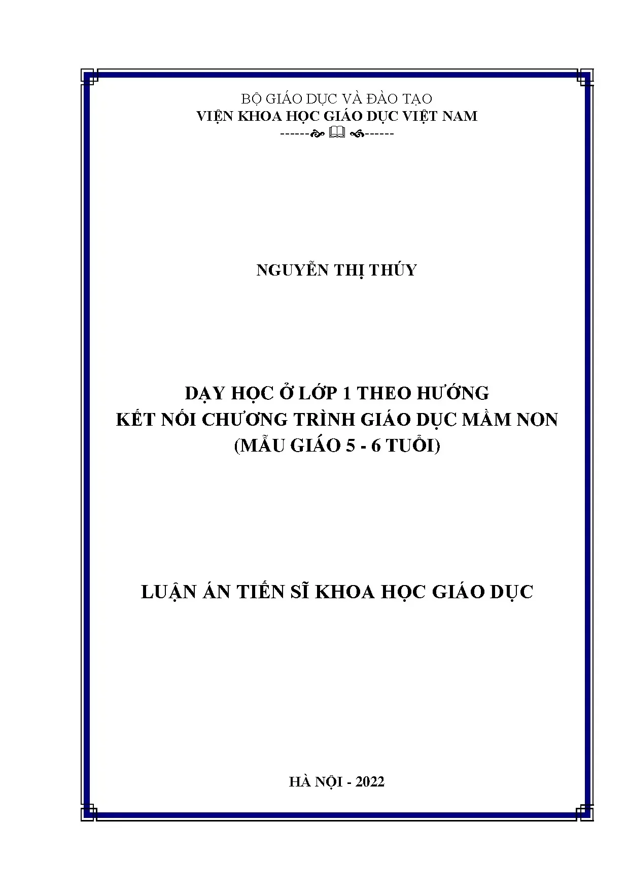 Luận án dạy học lớp 1 theo hướng kết nối chương trình giáo dục mầm non mẫu giáo 5 6 tuổi