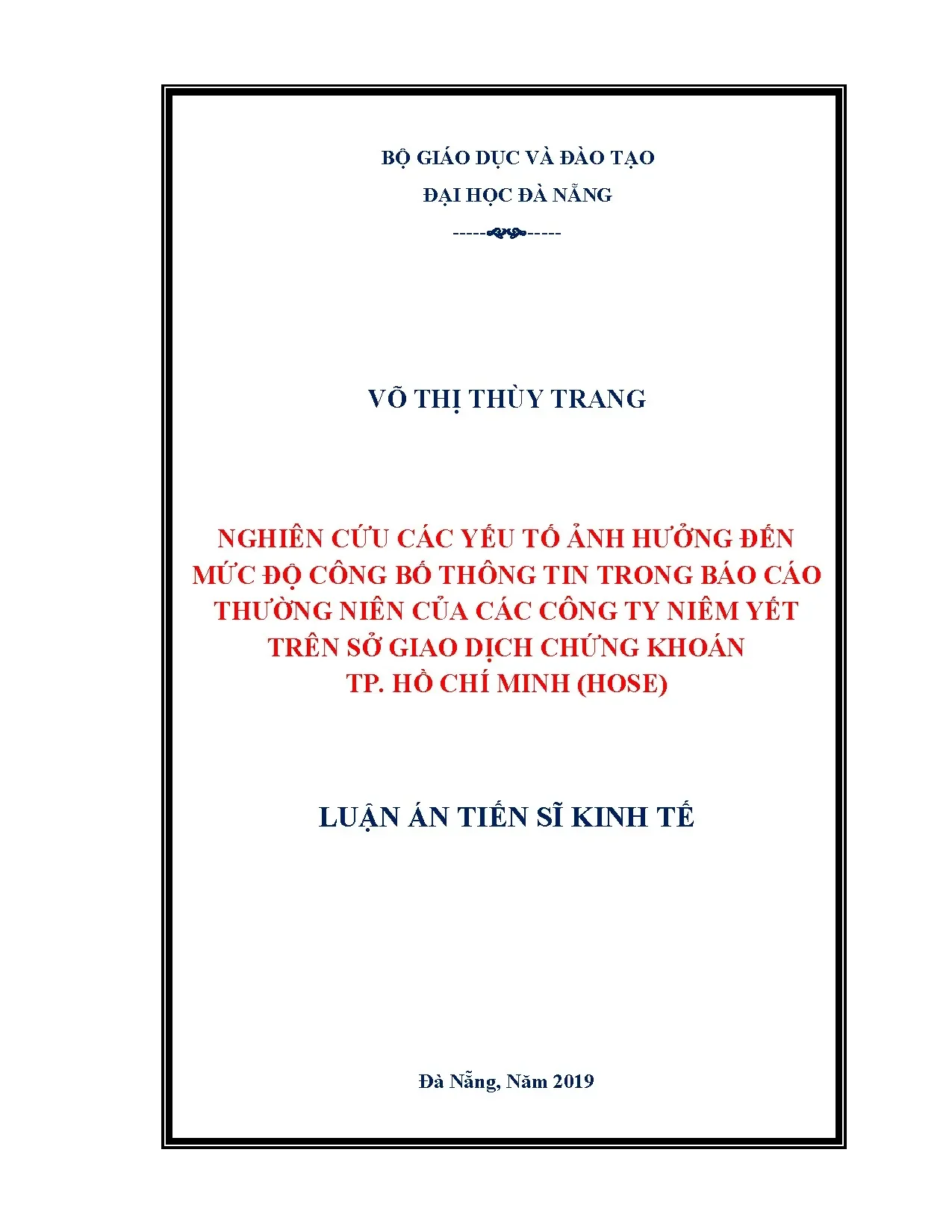 Luận án tiến sĩ nghiên cứu các yếu tố ảnh hưởng đến mức độ c