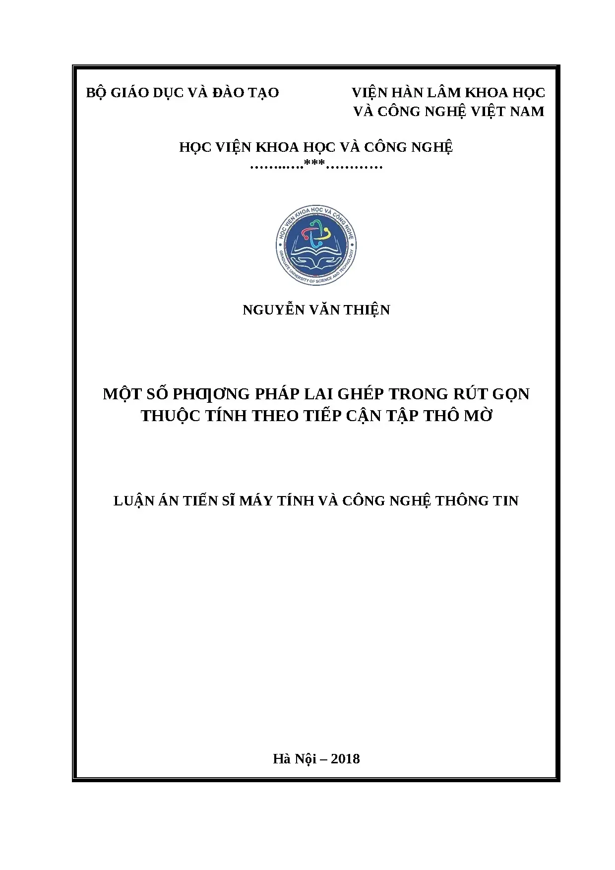Luận án tiến sĩ máy tính và công nghệ thông tin một số phƣơn